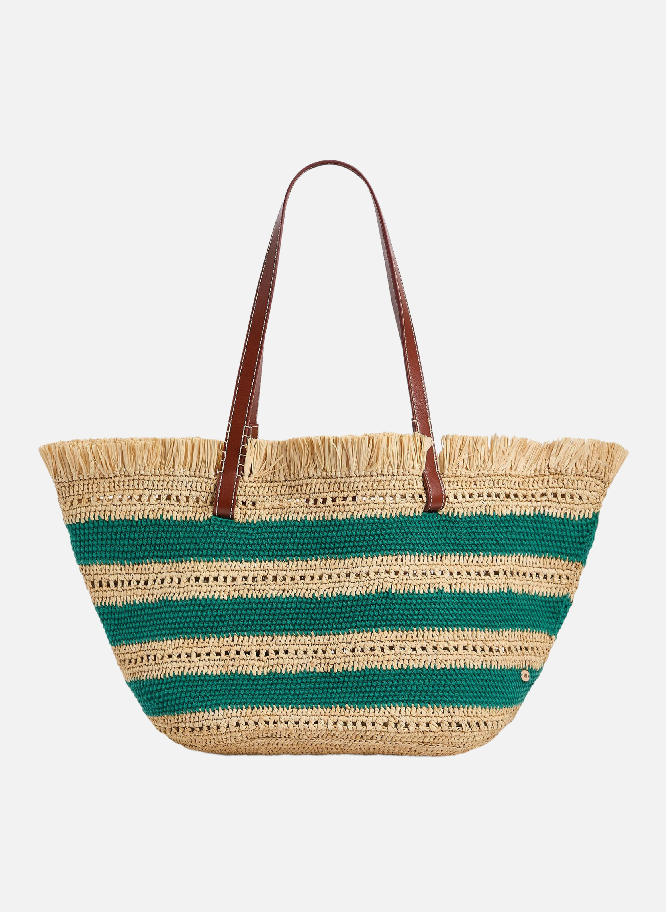 Panier en raphia et coton VANESSA BRUNO Vert