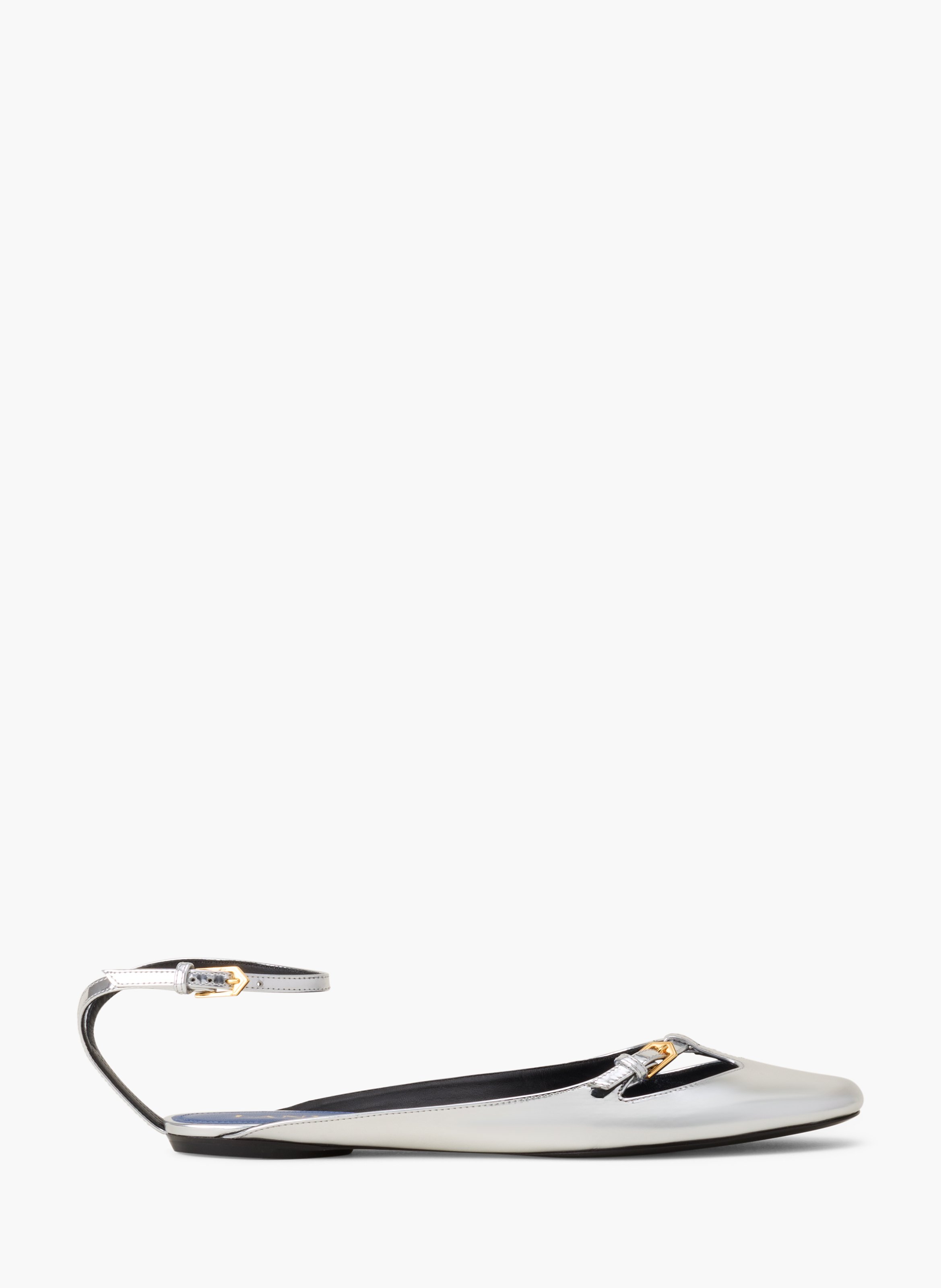 La ballerine anklet en cuir métallique LANVIN Argent