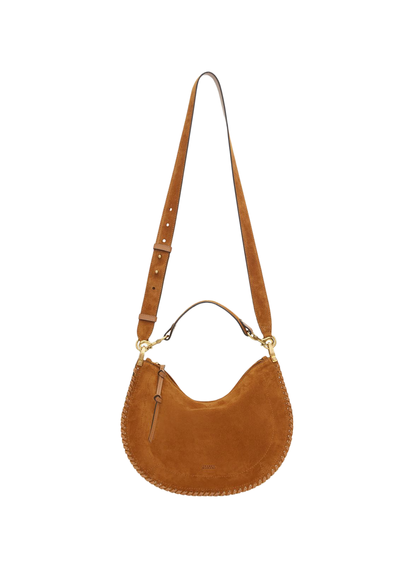 Sac Oskan soft zip en cuir de veau velours tressé ISABEL MARANT Marron