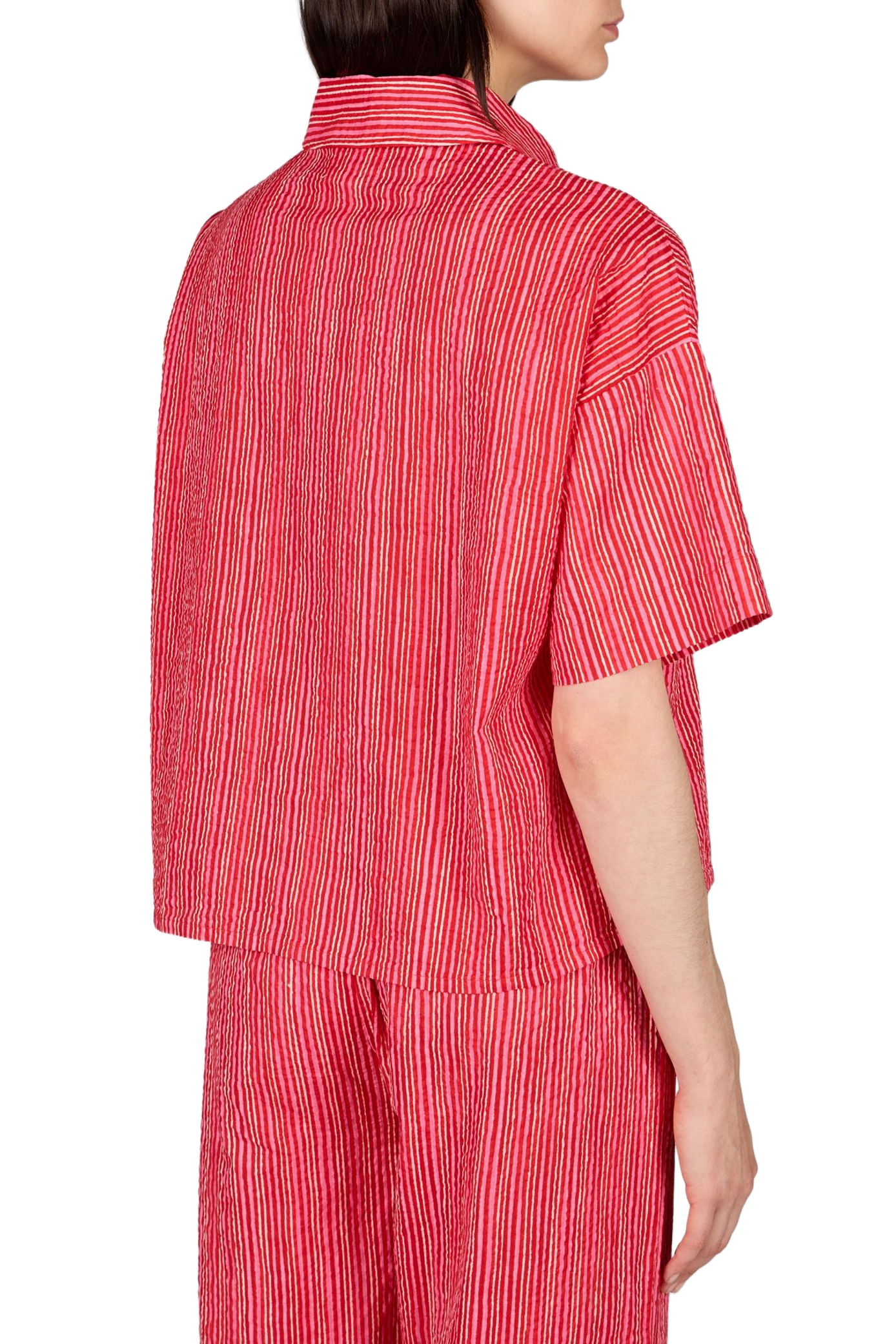 Chemise brodée à manches courtes en coton GARANCE Rose