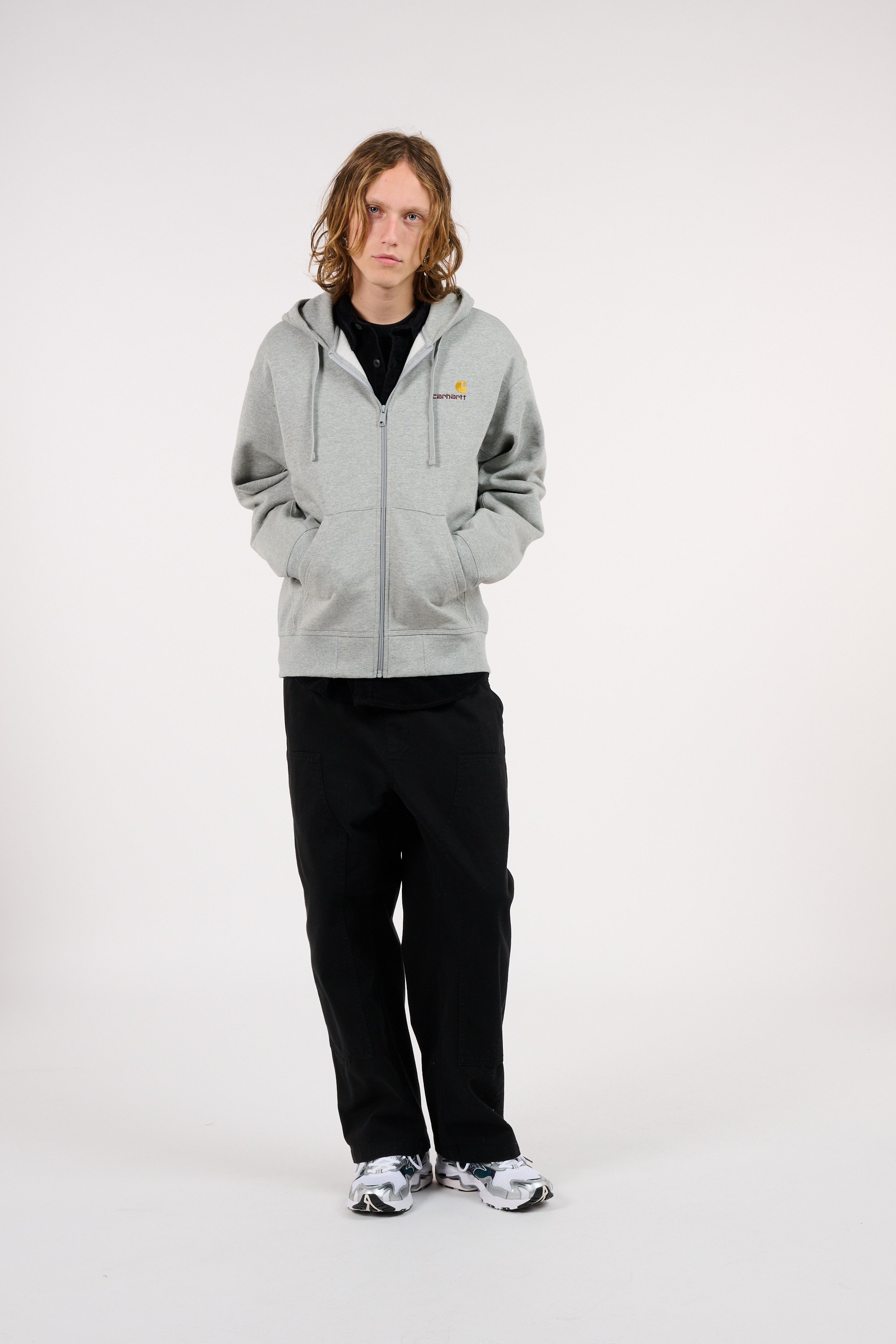 Sweatshirt zippé hooded american script CARHARTT WIP Gris