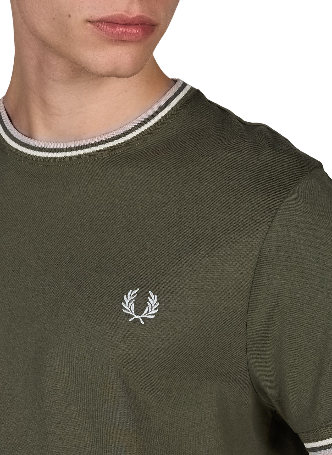 Plain round neck cotton T-shirt FRED PERRY Green
