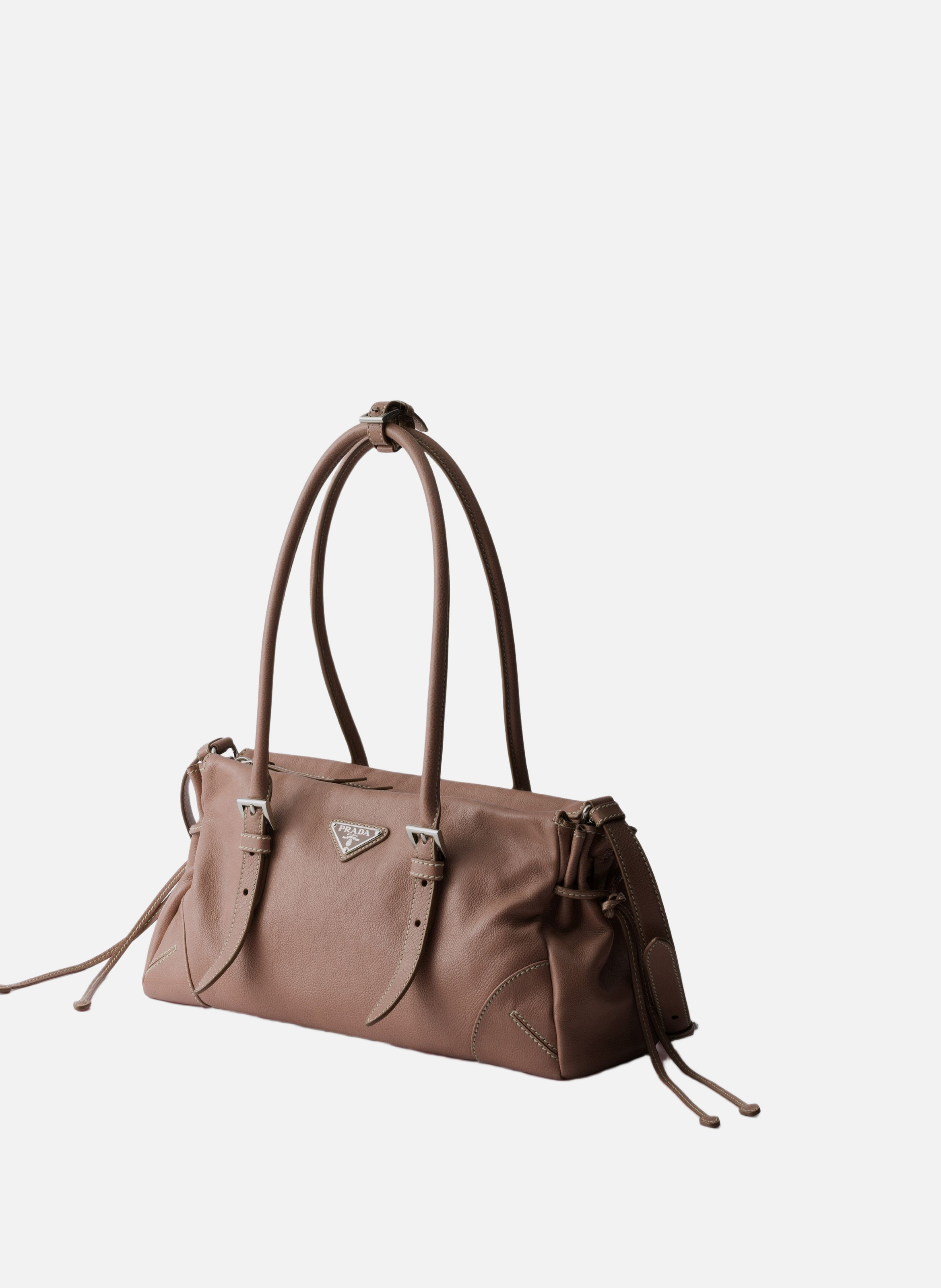 Cabas prada bonnie en cuir vieilli de taille moyen PRADA Marron