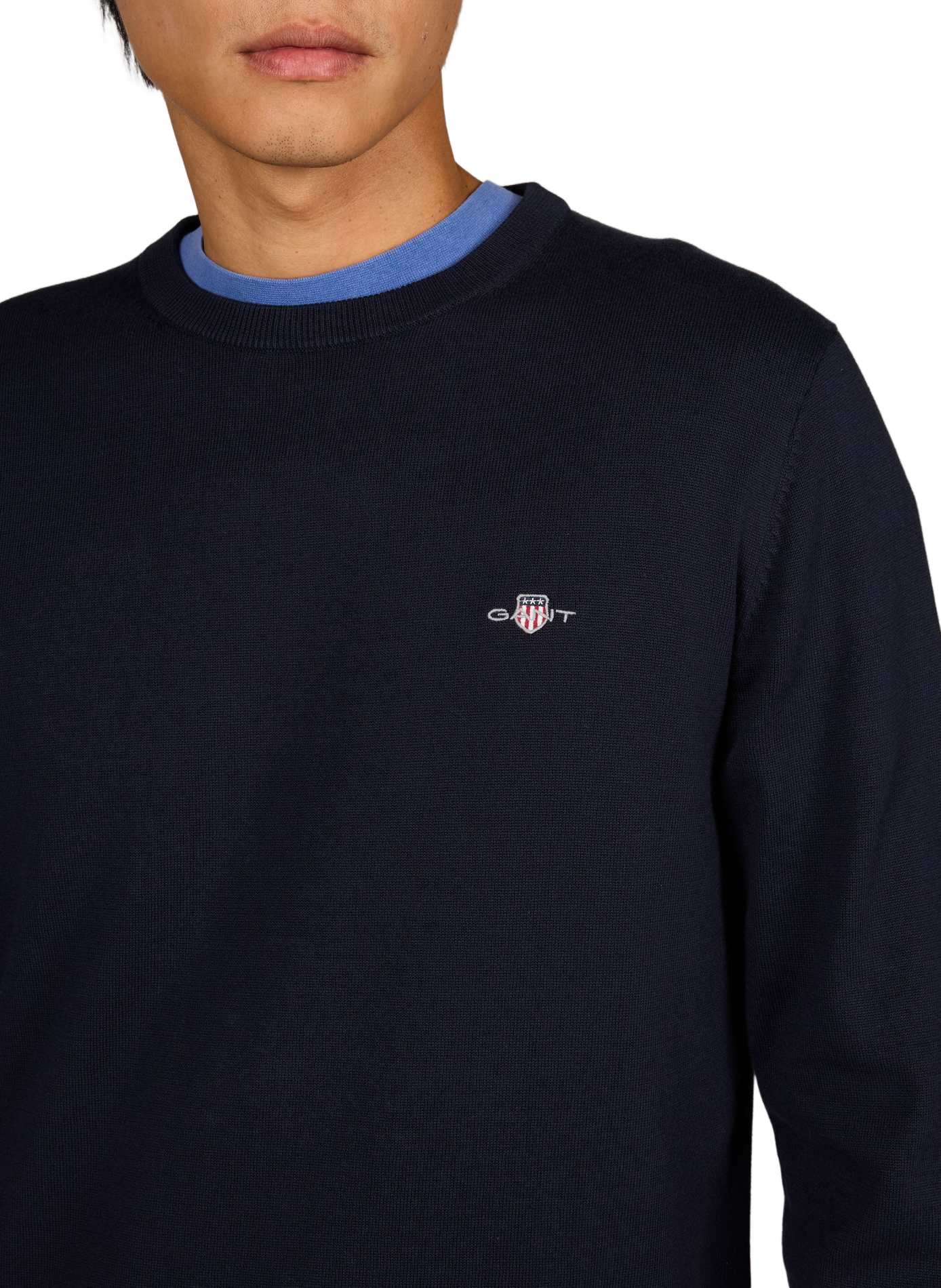 Pantaloni dritti con logo ricamato in cotone GANT Blu