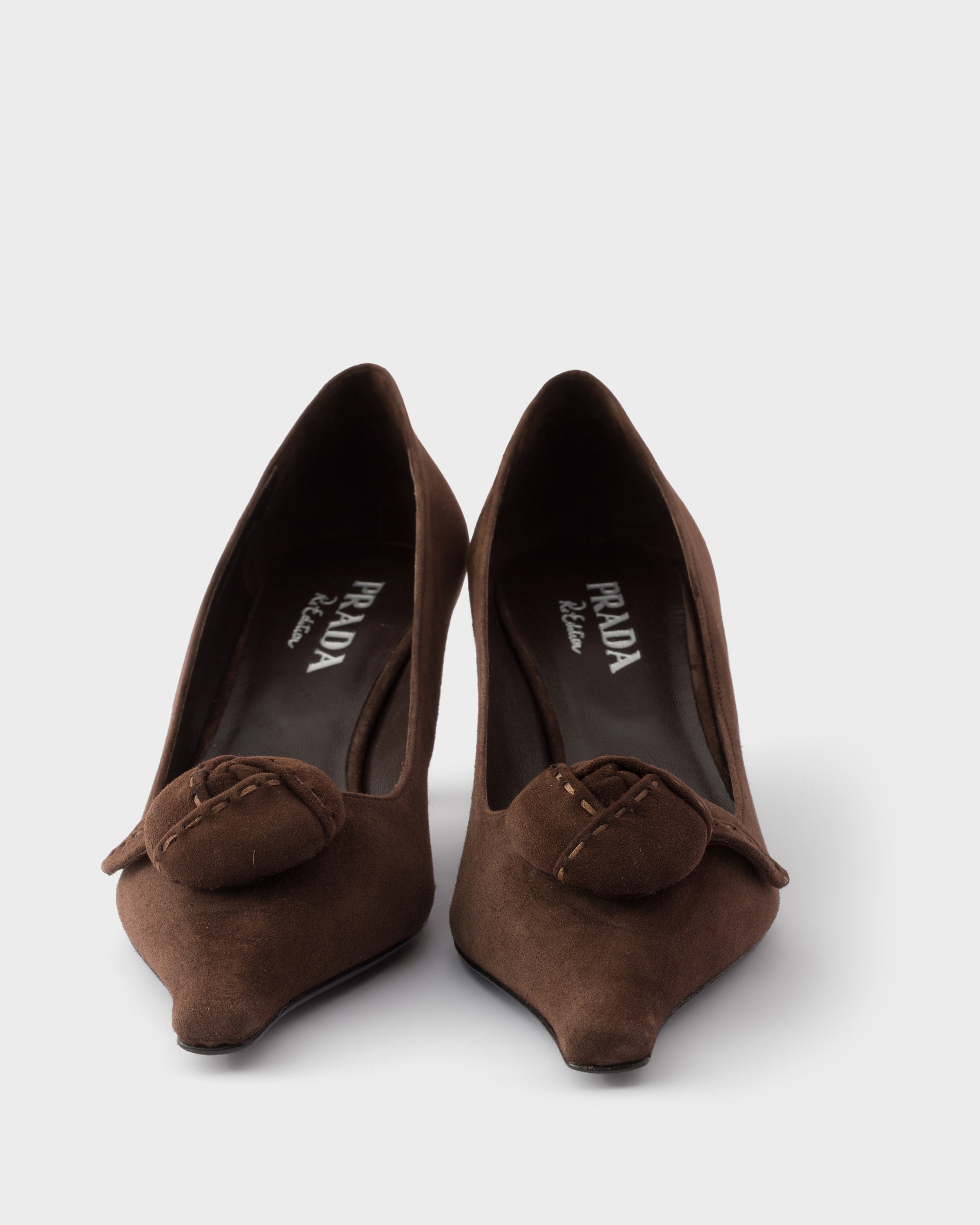 Escarpins en veau velours PRADA Marron