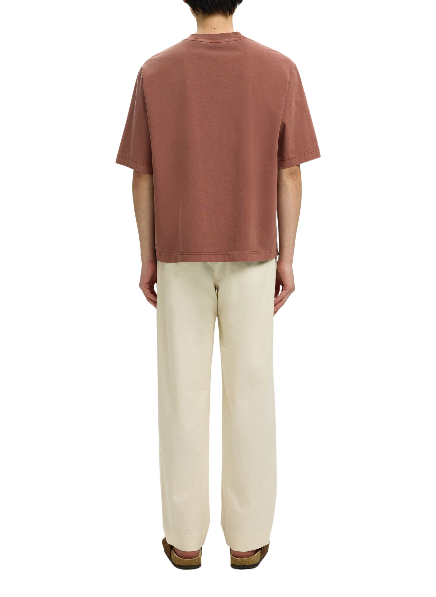 Oversized T-shirt met ronde hals van katoen SELECTED Rood
