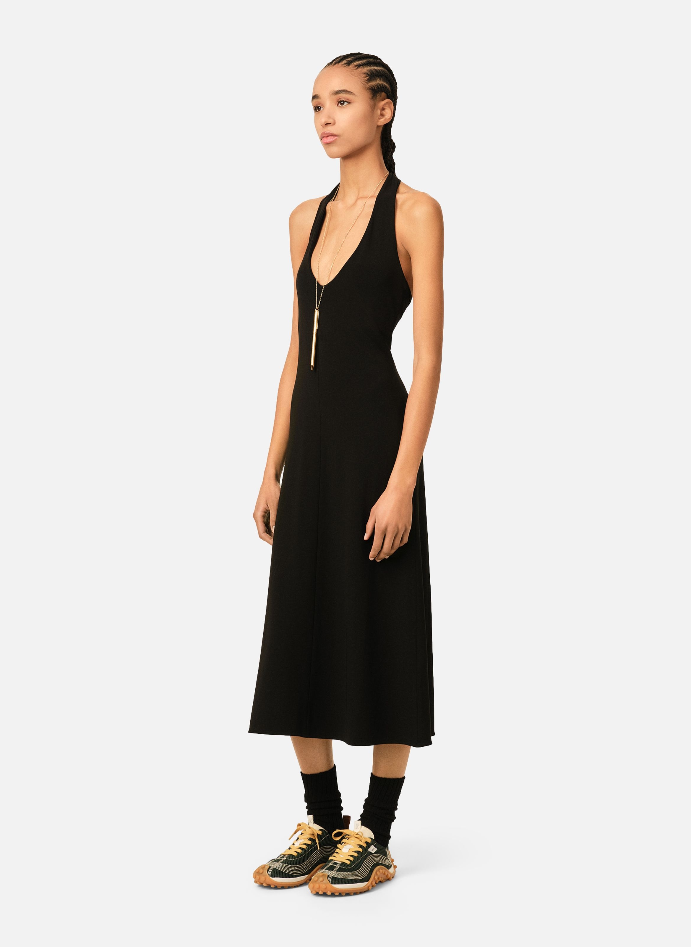 Robe midi dos nu en jersey AMI PARIS Noir