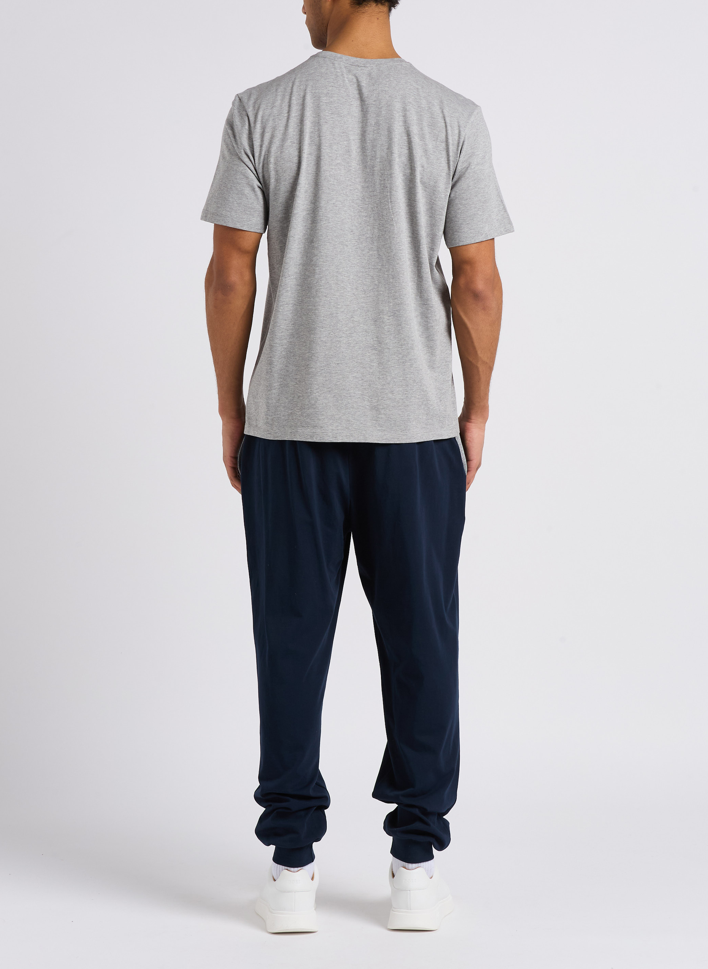 Tee-shirt col rond en coton mélangé BOSS Argent