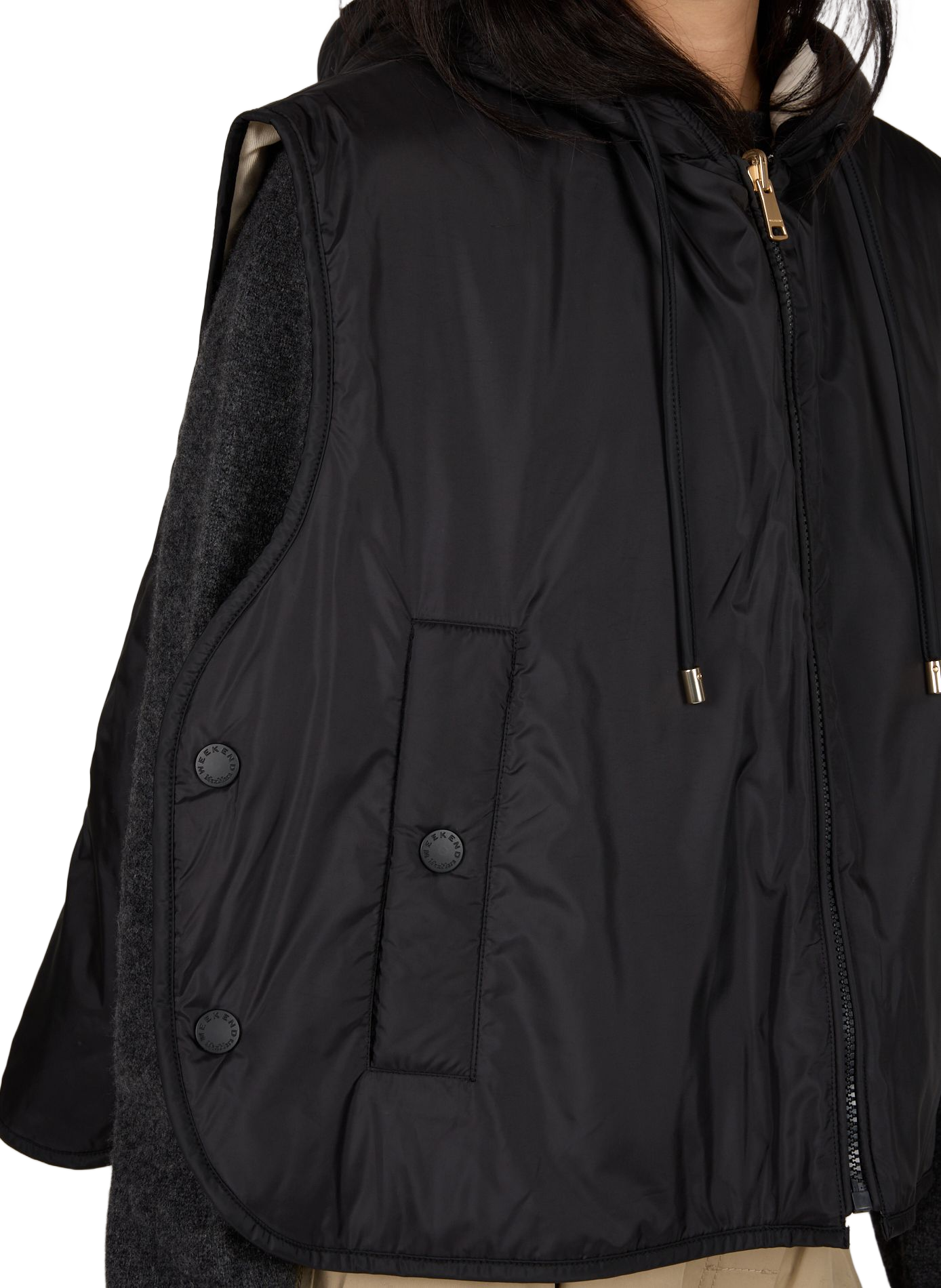Quilted Sleeveless Hooded Puffer Vest MAX MARA WEEK END Black
