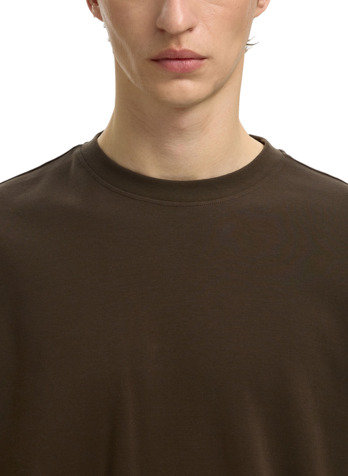 Straight-fit cotton T-shirt | Brown SELECTED Men