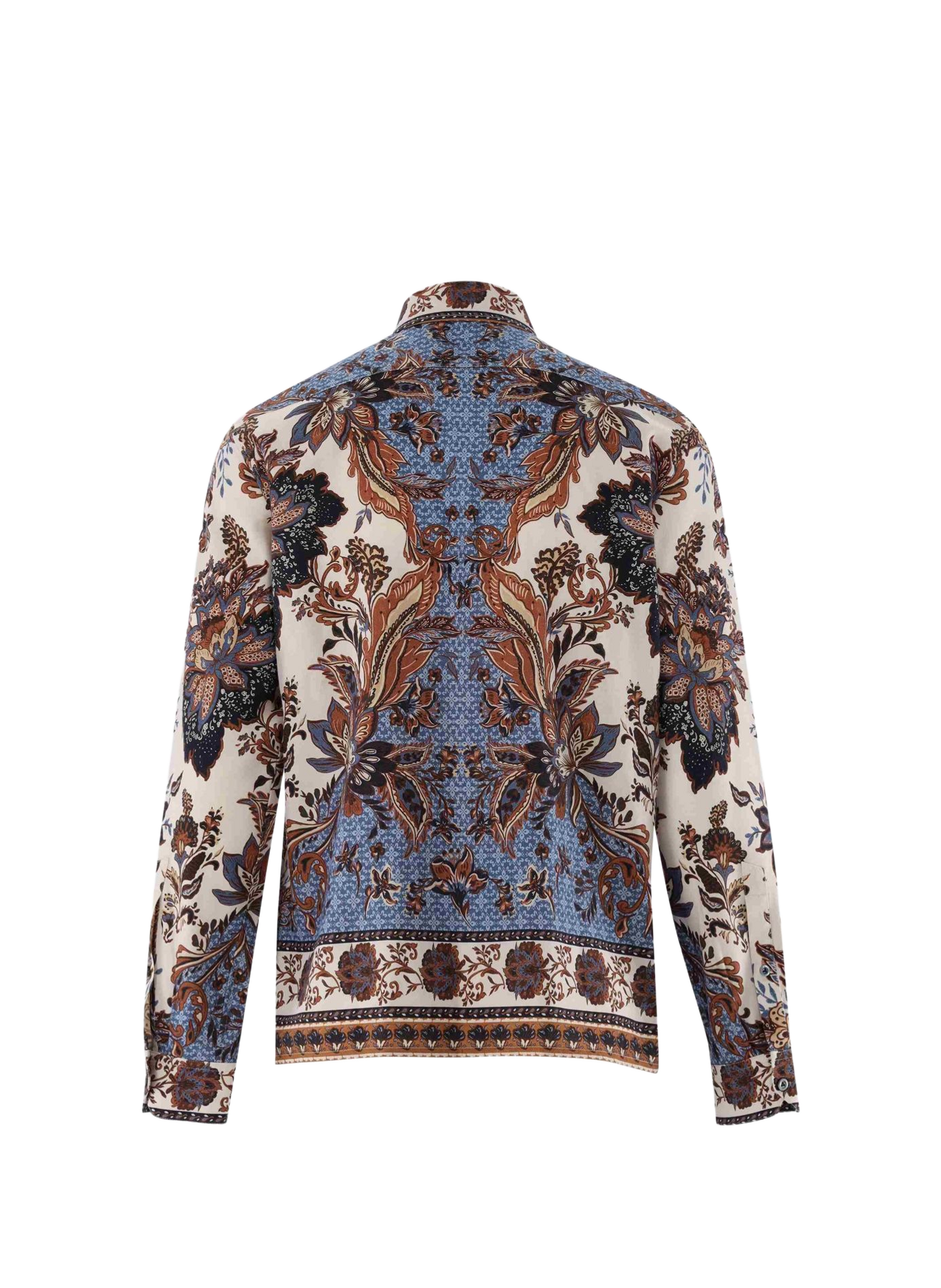 Rechtvallend overhemd met print in wolmix VAN LAACK Blauw
