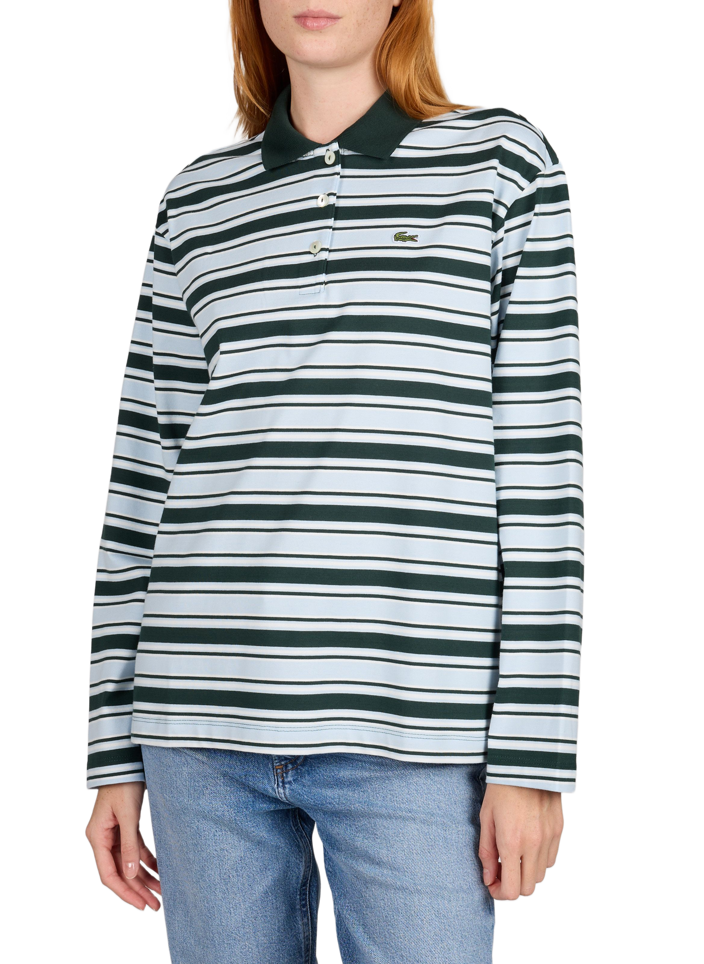 Polo de manga larga a rayas de algodón. LACOSTE Multicolor