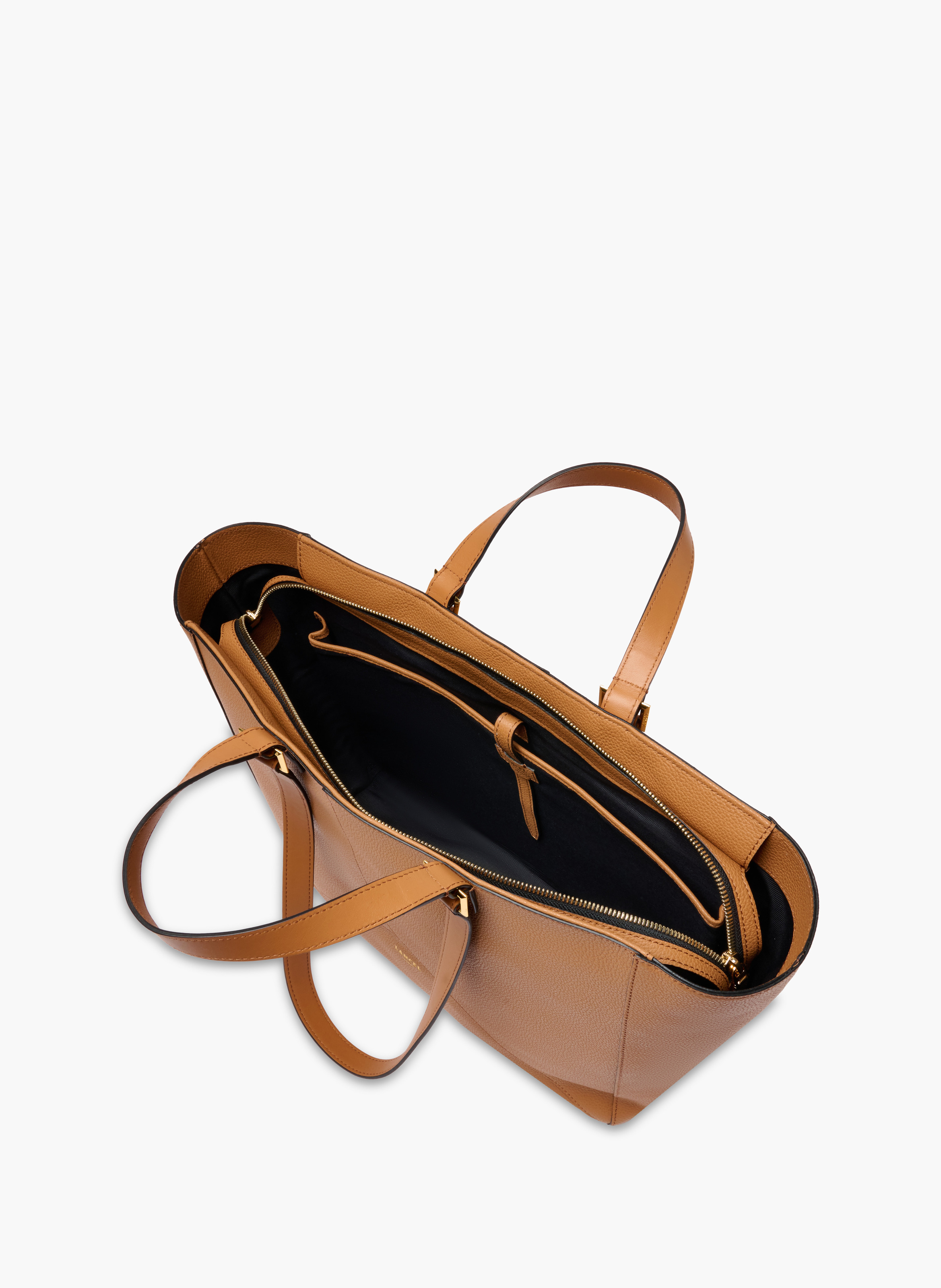 Sac cabas zippé m double porté enveloppe de lancel en cuir LANCEL Marron