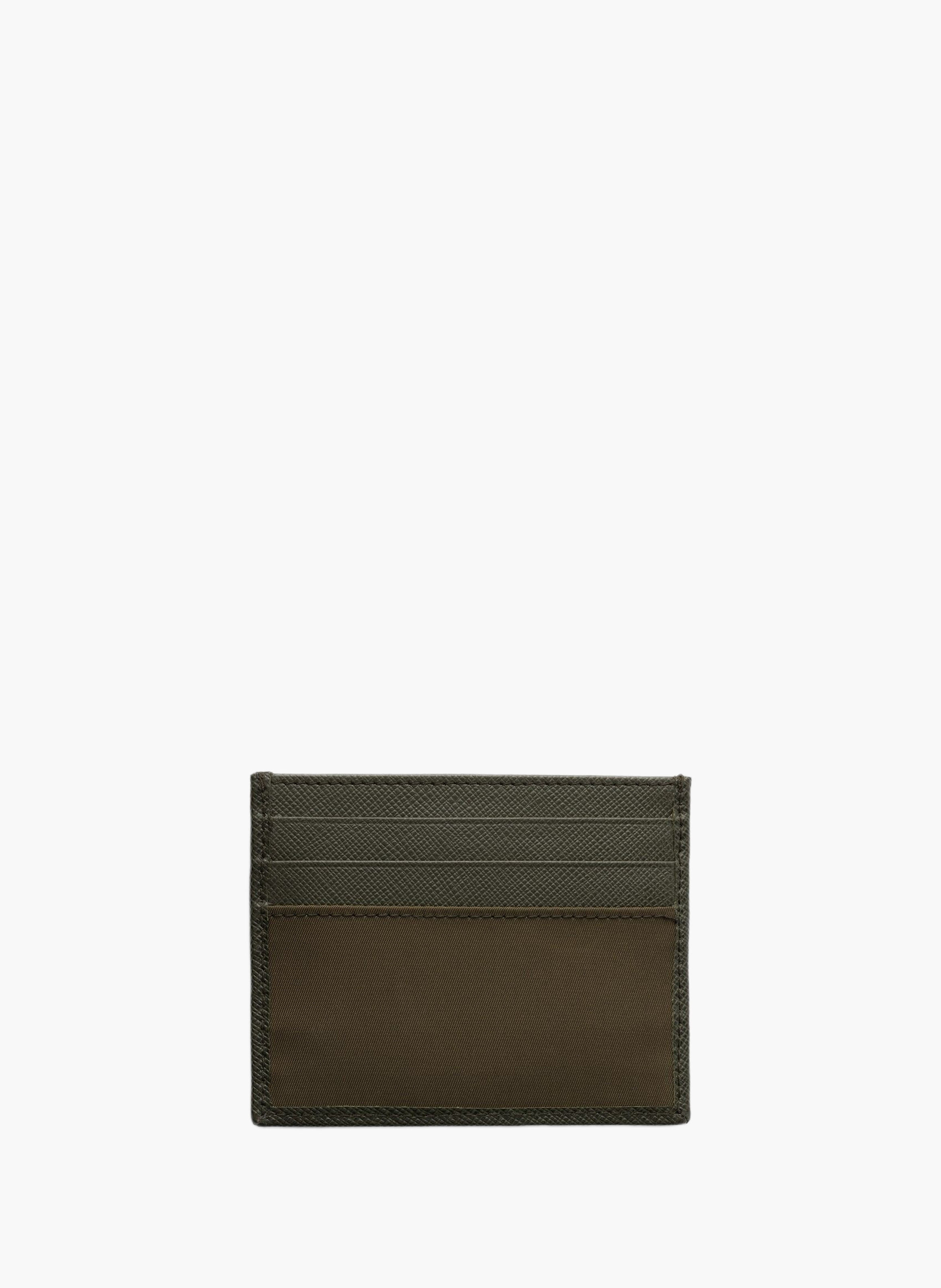 Porte-cartes en re-nylon et cuir saffiano PRADA Vert