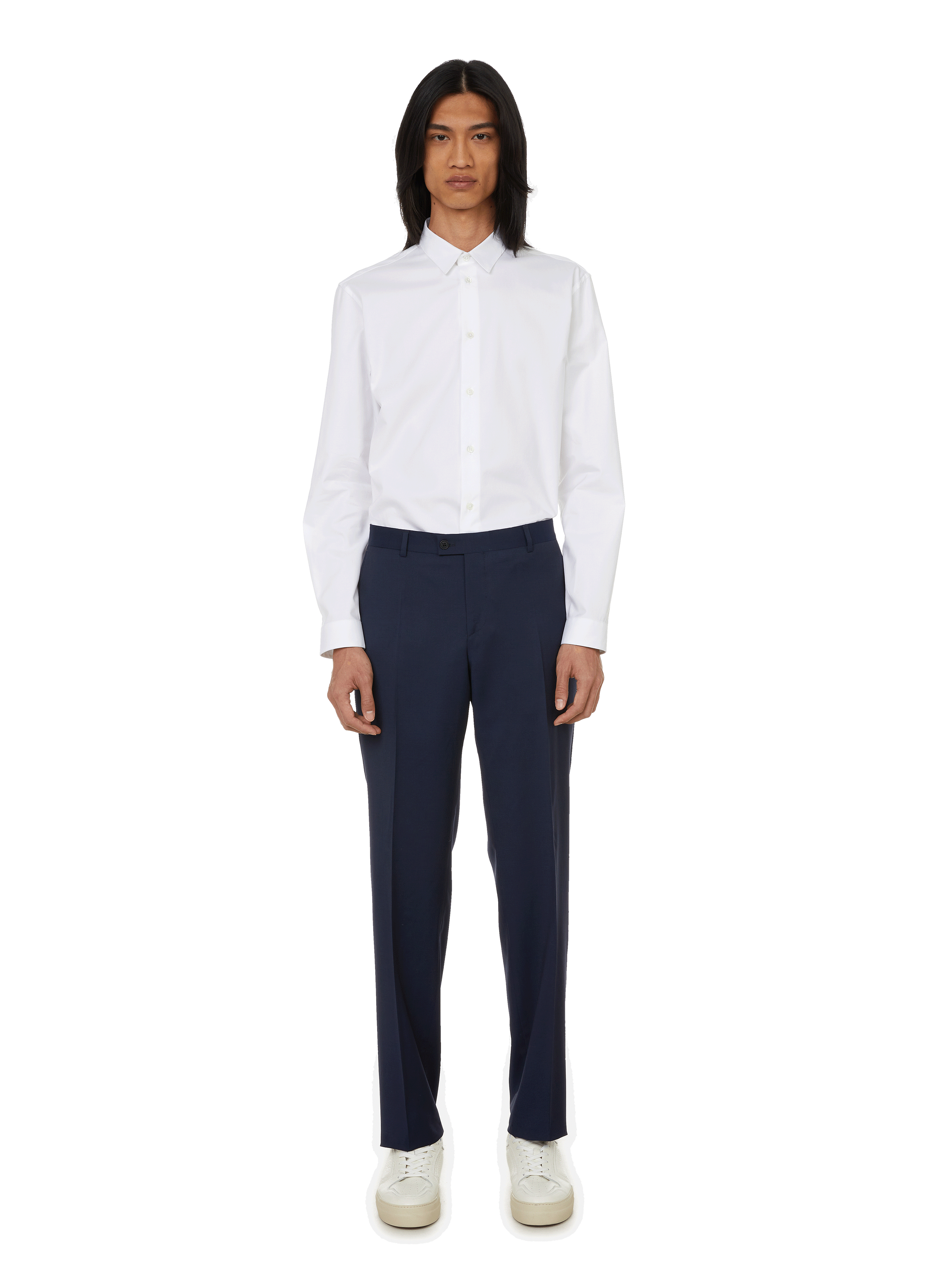 Pantalon cigarette en laine BRUMMELL Bleu