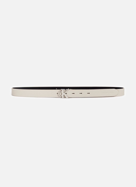 Ceinture à logo en cuir Beige by CALVIN KLEIN CALVIN KLEIN Ceinture à logo en cuir Beige