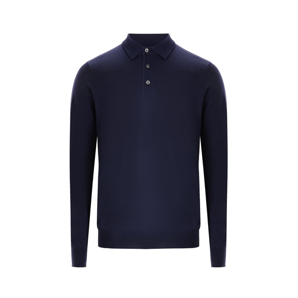 Polo manches longues en laine et soie