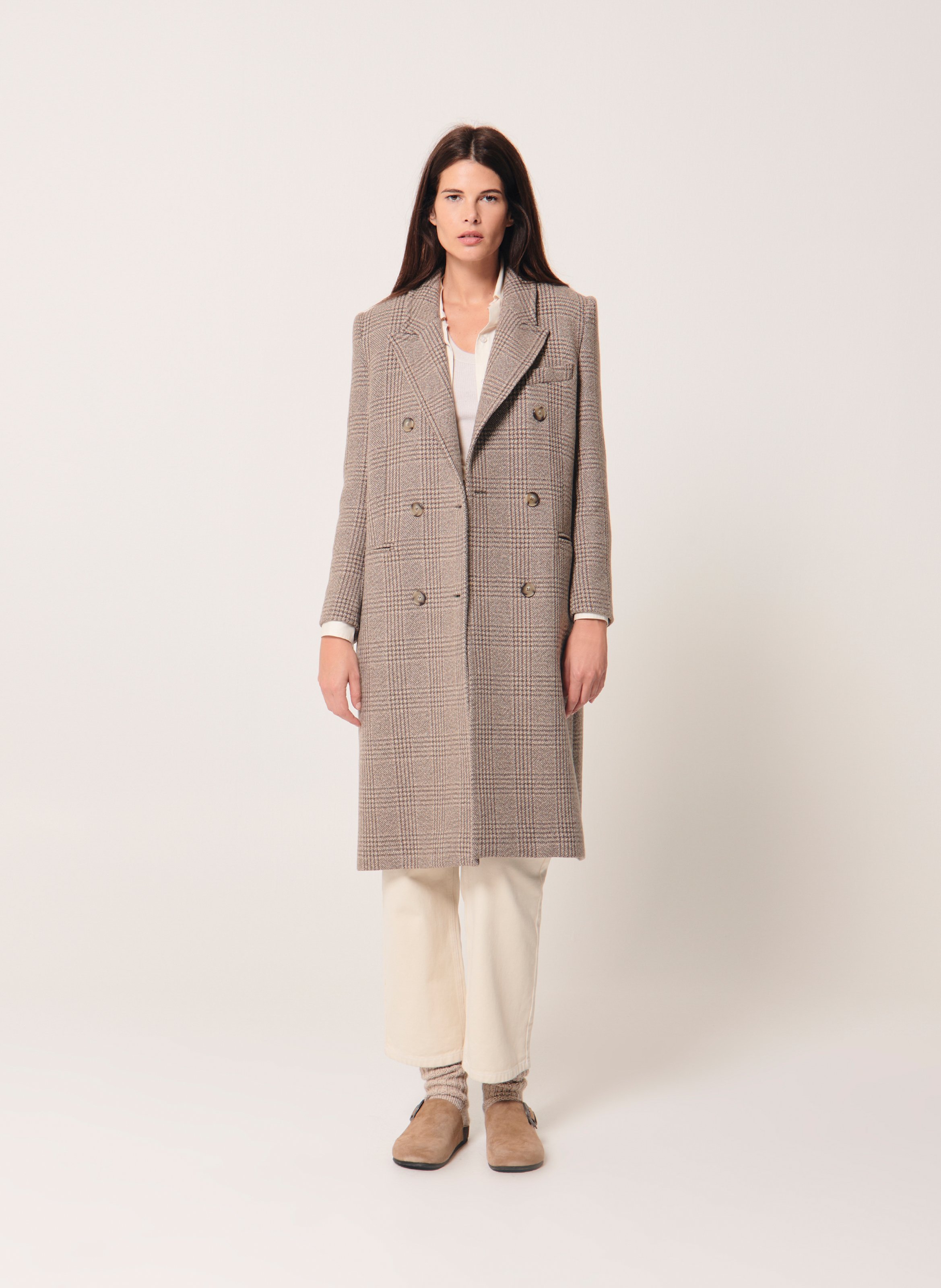 Manteau droit mi online long femme