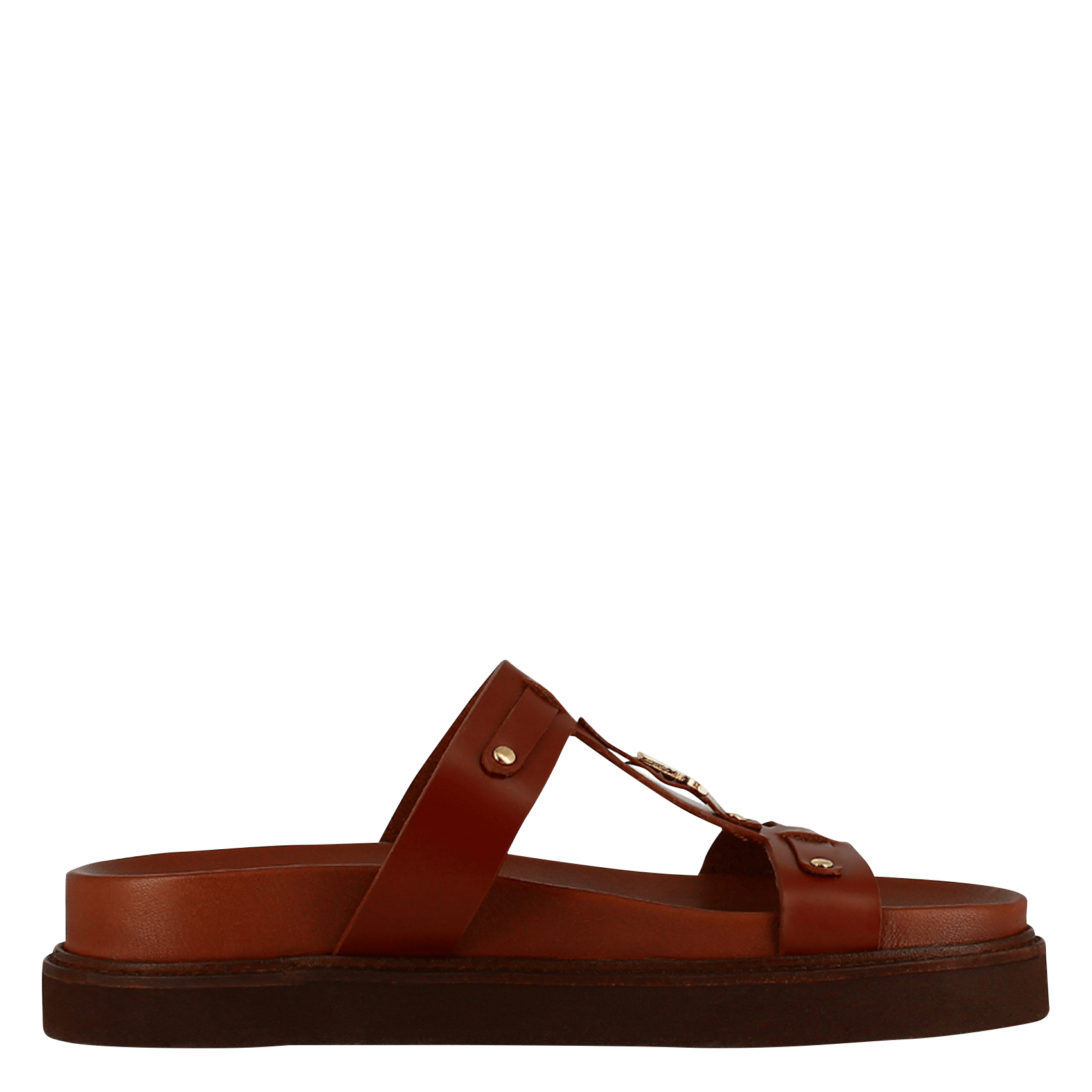 Sandales plates en cuir lisse luana JONAK Marron