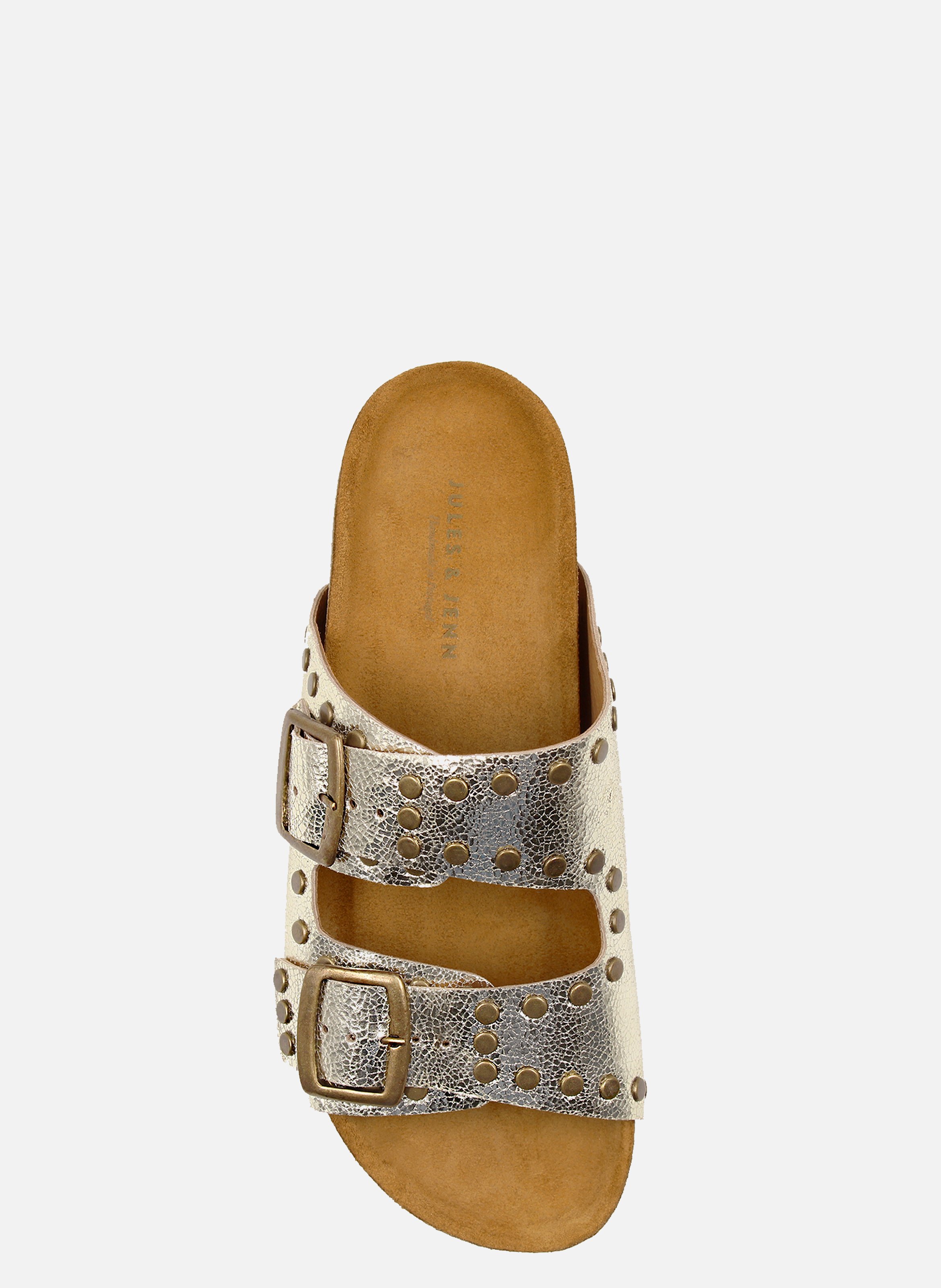 Mules liège clous cuir métallisé JULES & JENN Doré
