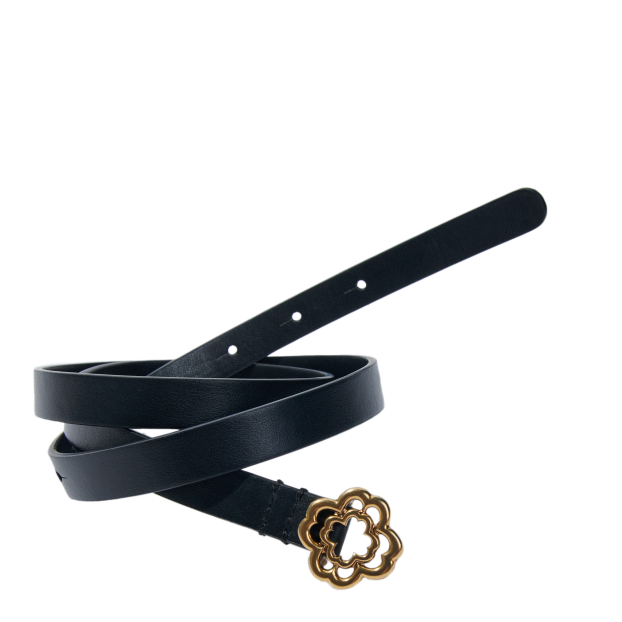 Ceinture en cuir lisse MAJE Noir