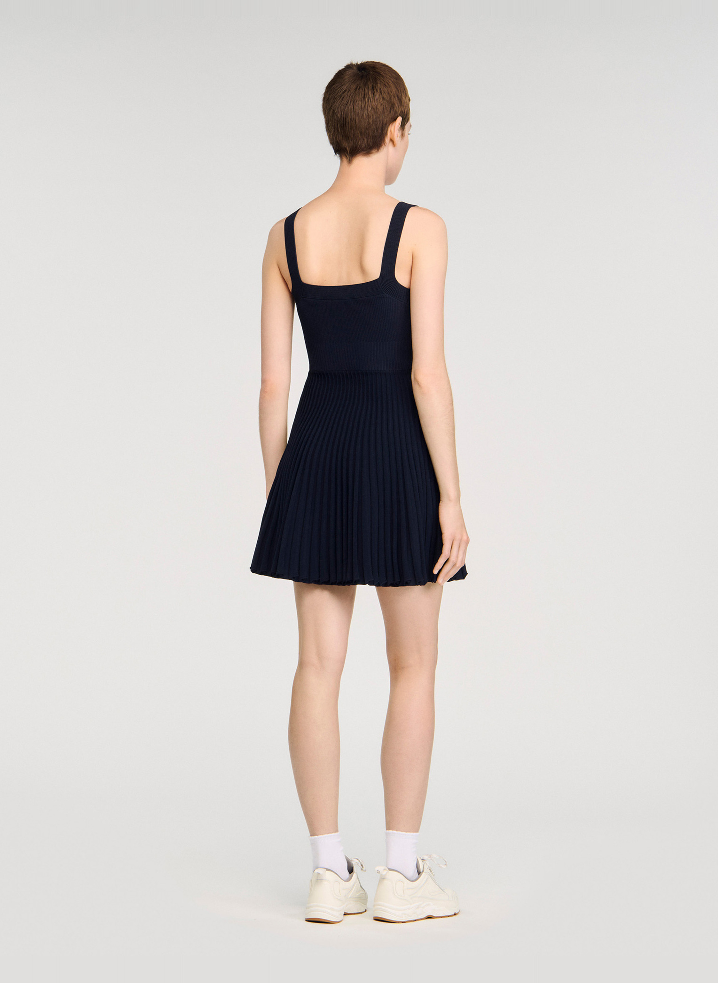 Robe courte plissée SANDRO Bleu