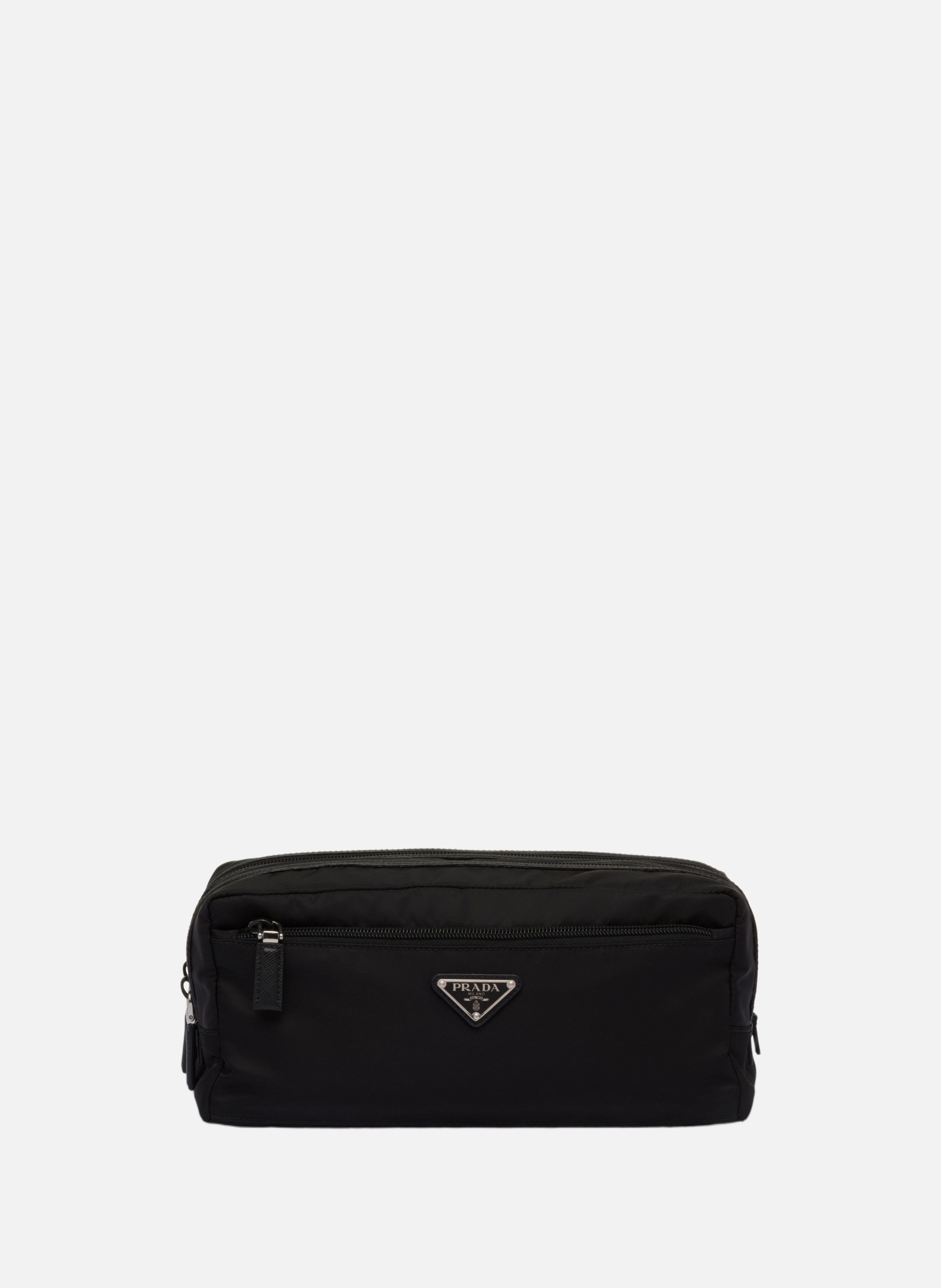 Pochette en re-nylon et cuir saffiano PRADA Noir