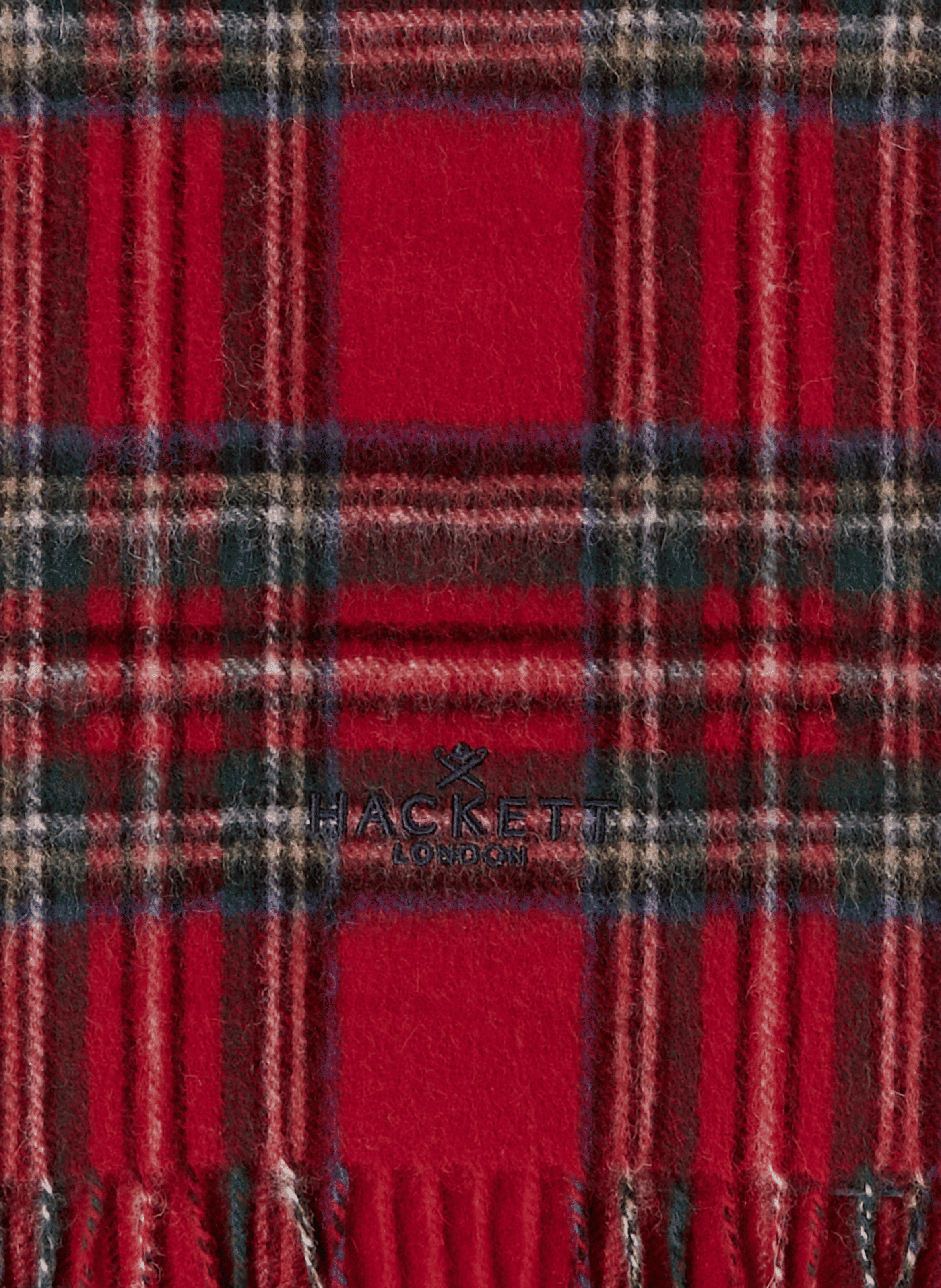 Wool and cashmere checkered scarf HACKETT Red