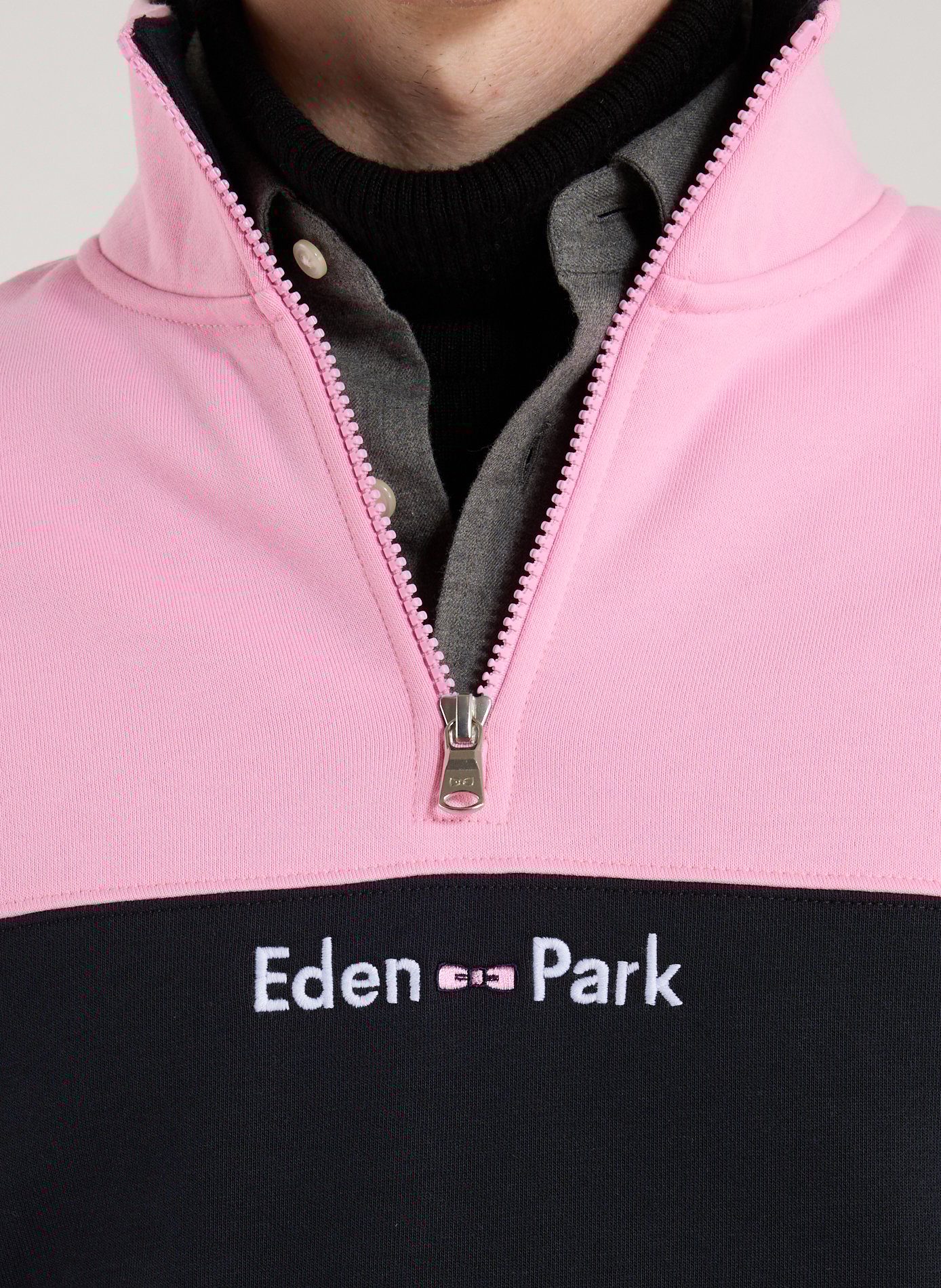 Sweatshirt col camionneur en molleton de coton EDEN PARK Rose