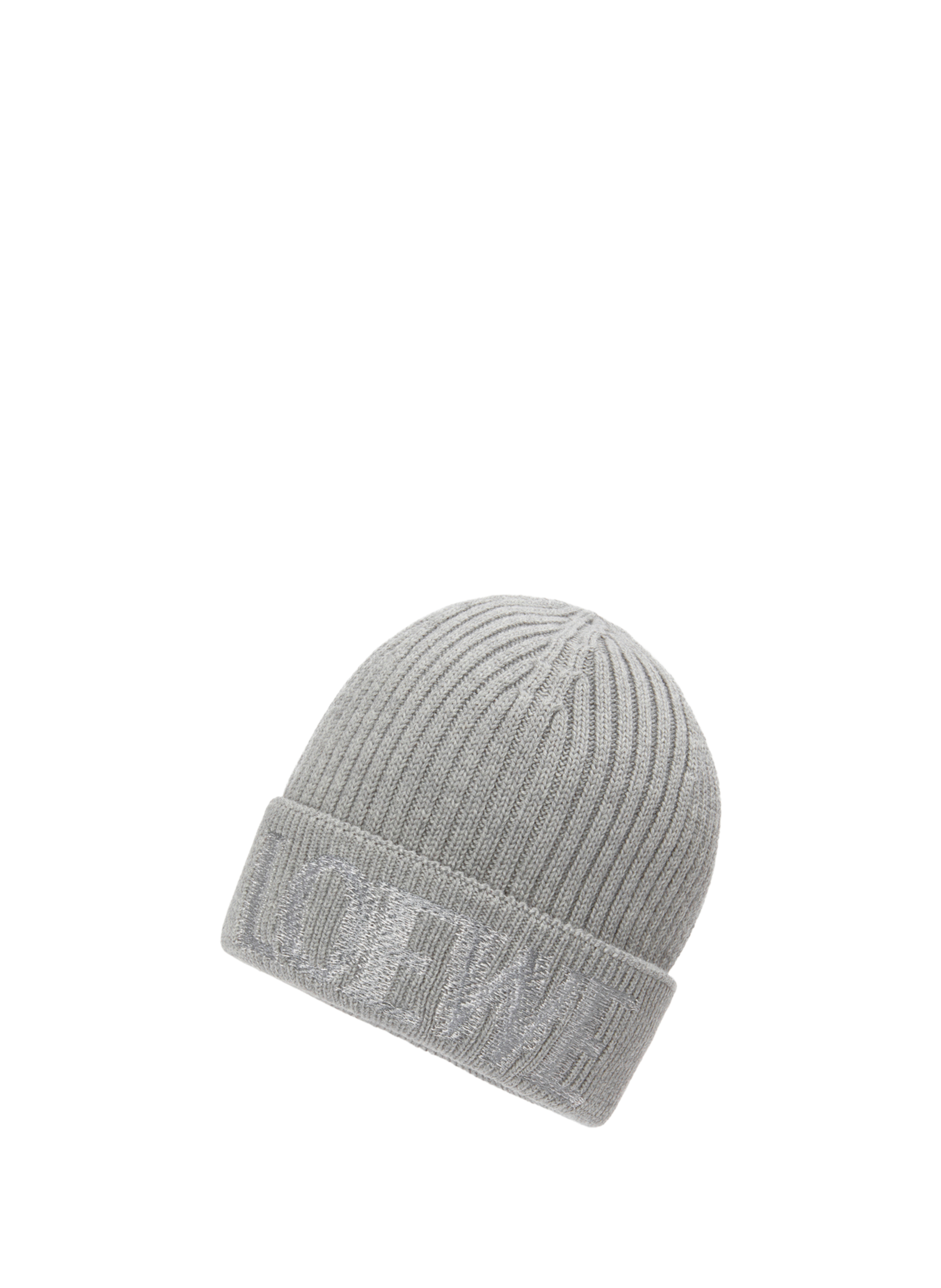 Ribbed wool beanie with embroideries LOEWE Grey