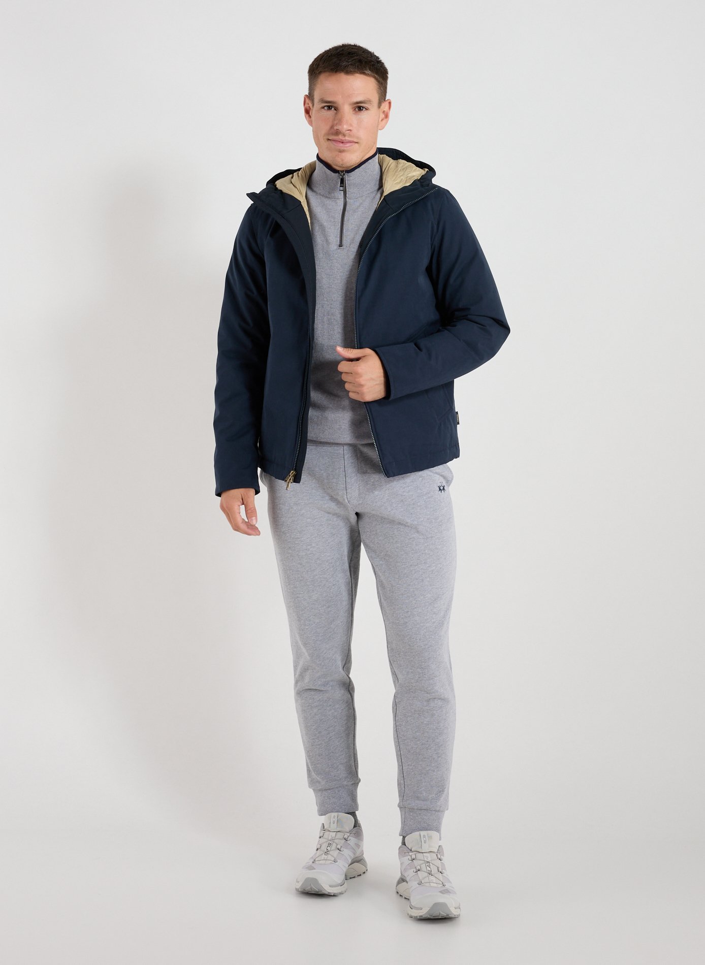 Jacket with high collar and hood WOOLRICH Blue