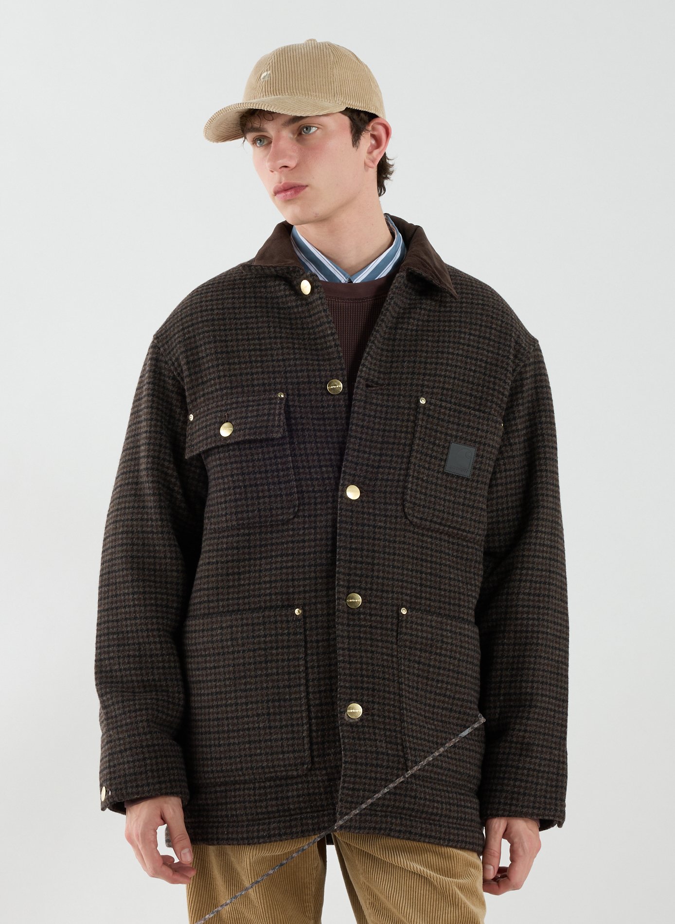 Classic houndstooth jacket with a traditional collar CARHARTT WIP Brown