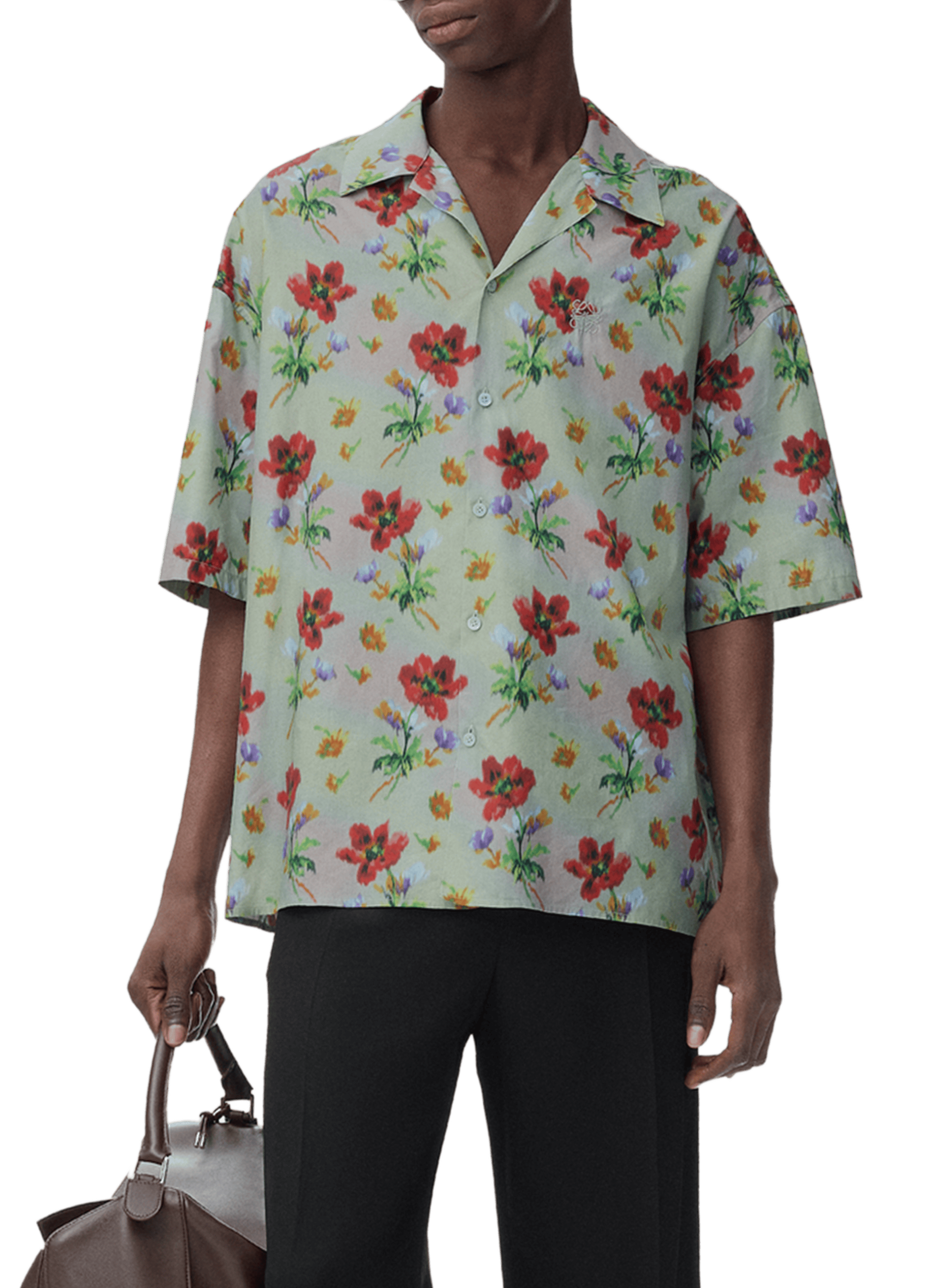 LOEWE Printed short-sleeve shirt in cotton and silk Multicolour