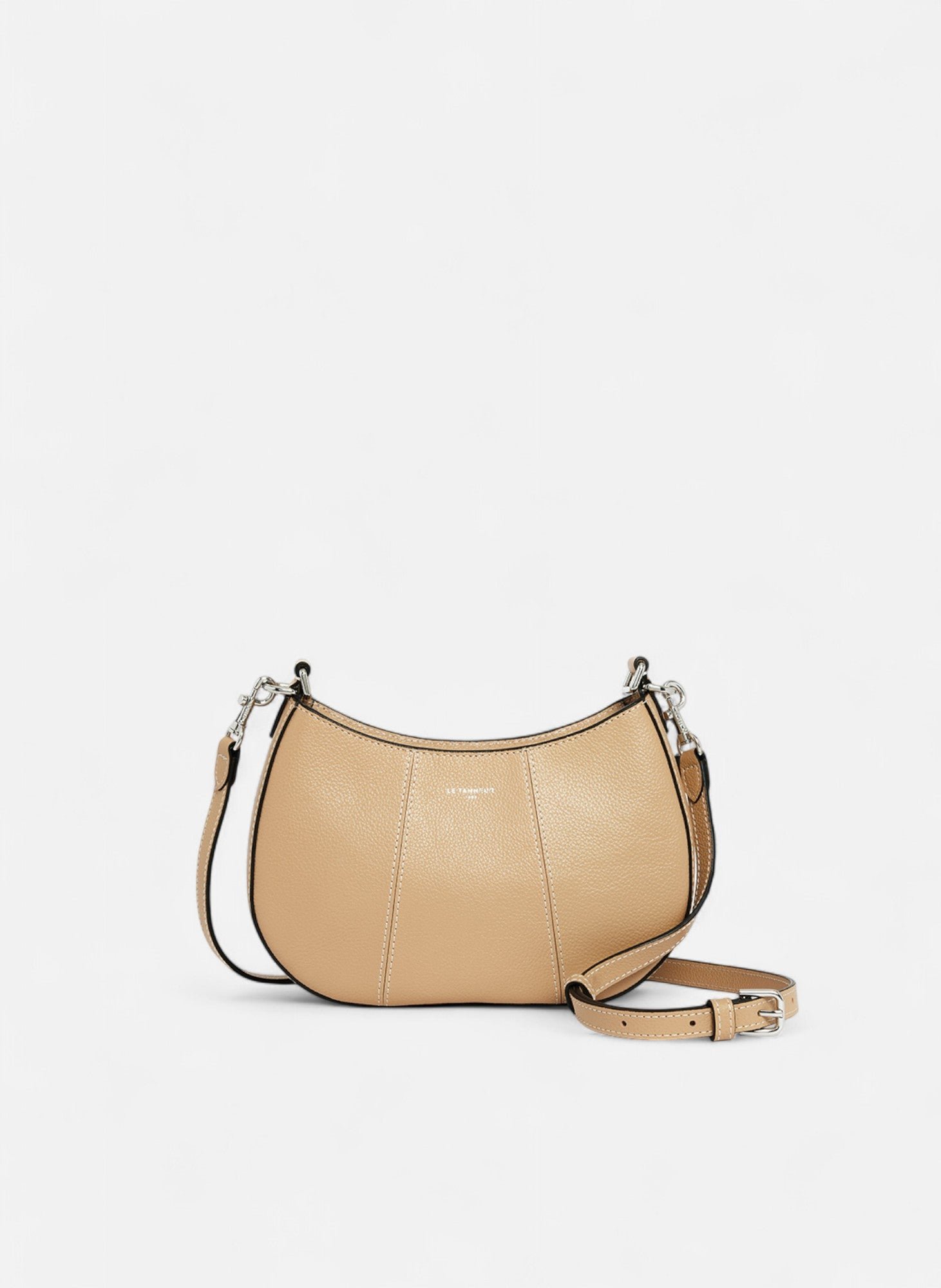 Petit sac demi-lune juliette en cuir grainé LE TANNEUR Beige