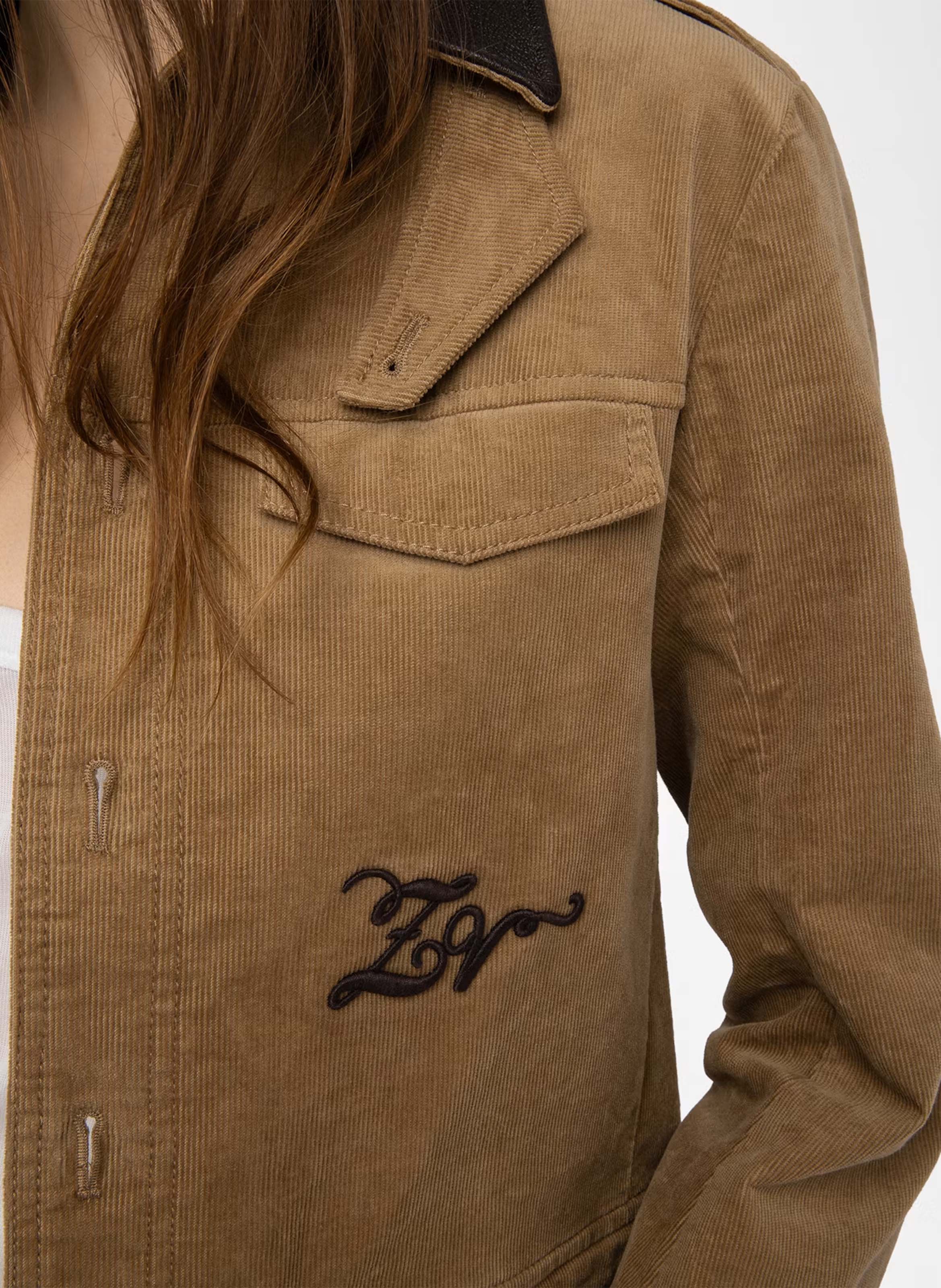 Veste droite côtelée en coton mélangé veram ZADIG&VOLTAIRE Beige