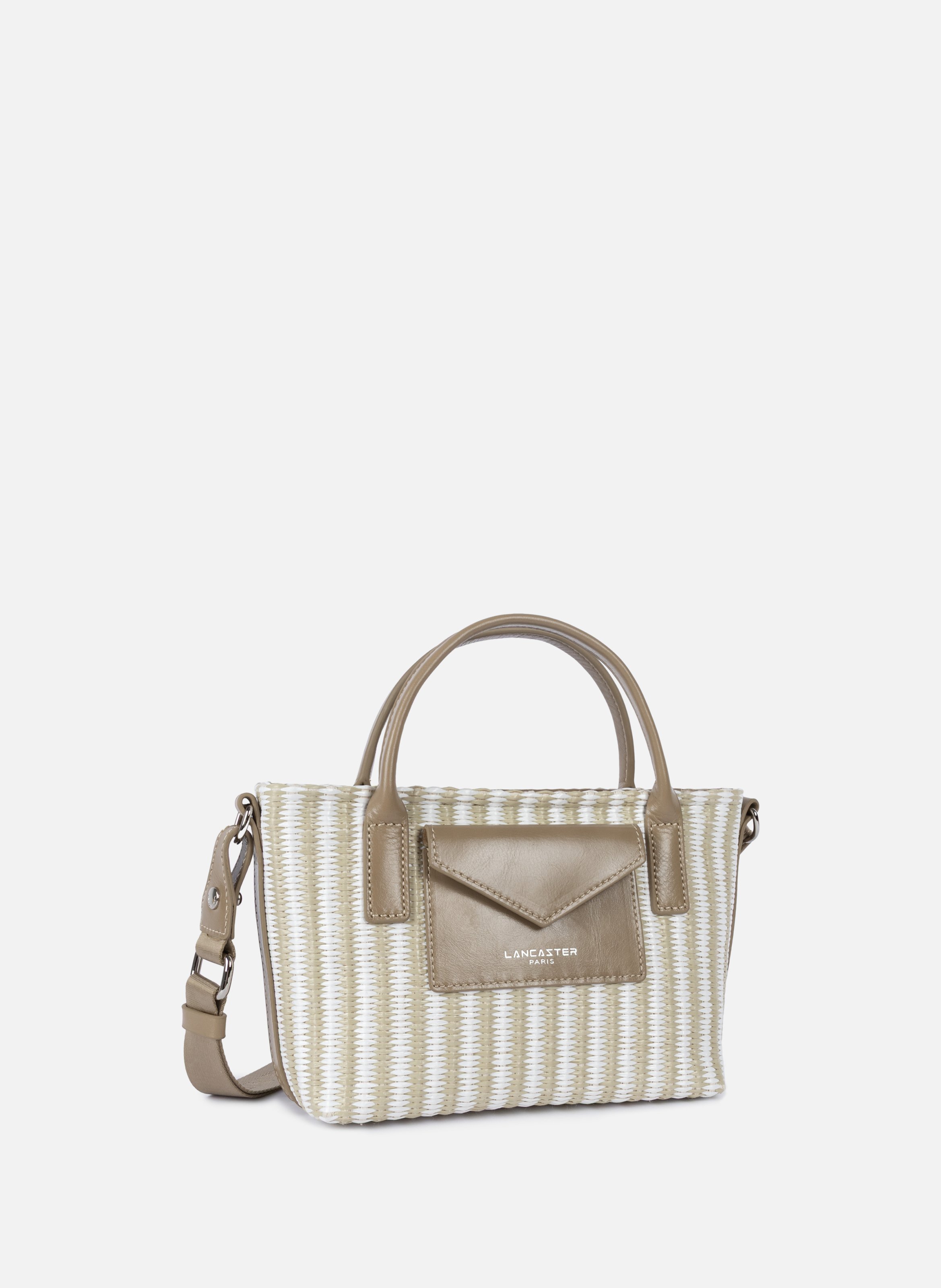 Mini sac cabas main - kba marinière osier LANCASTER Beige