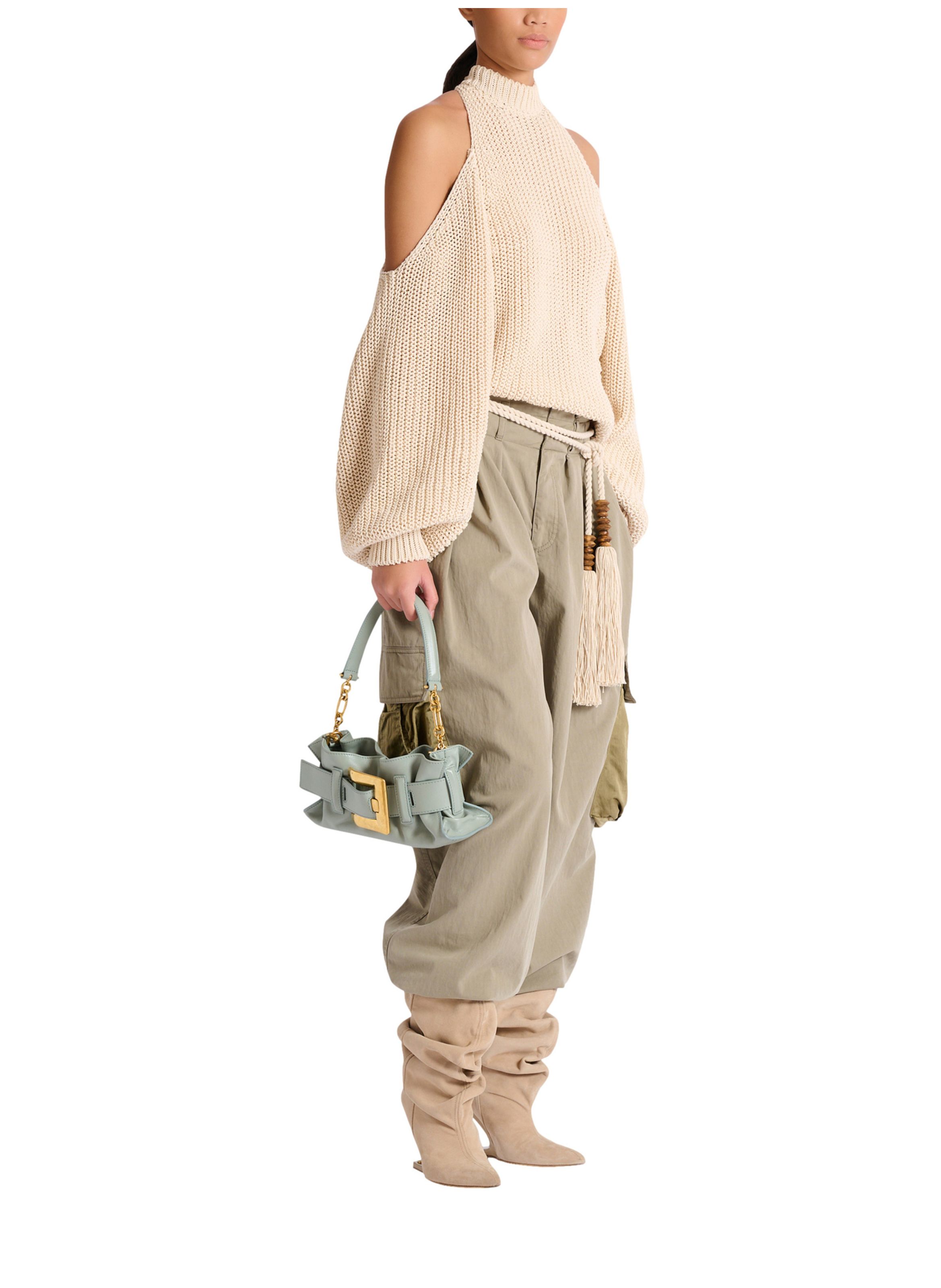 Sac anthem mini en cuir de veau BALMAIN Vert