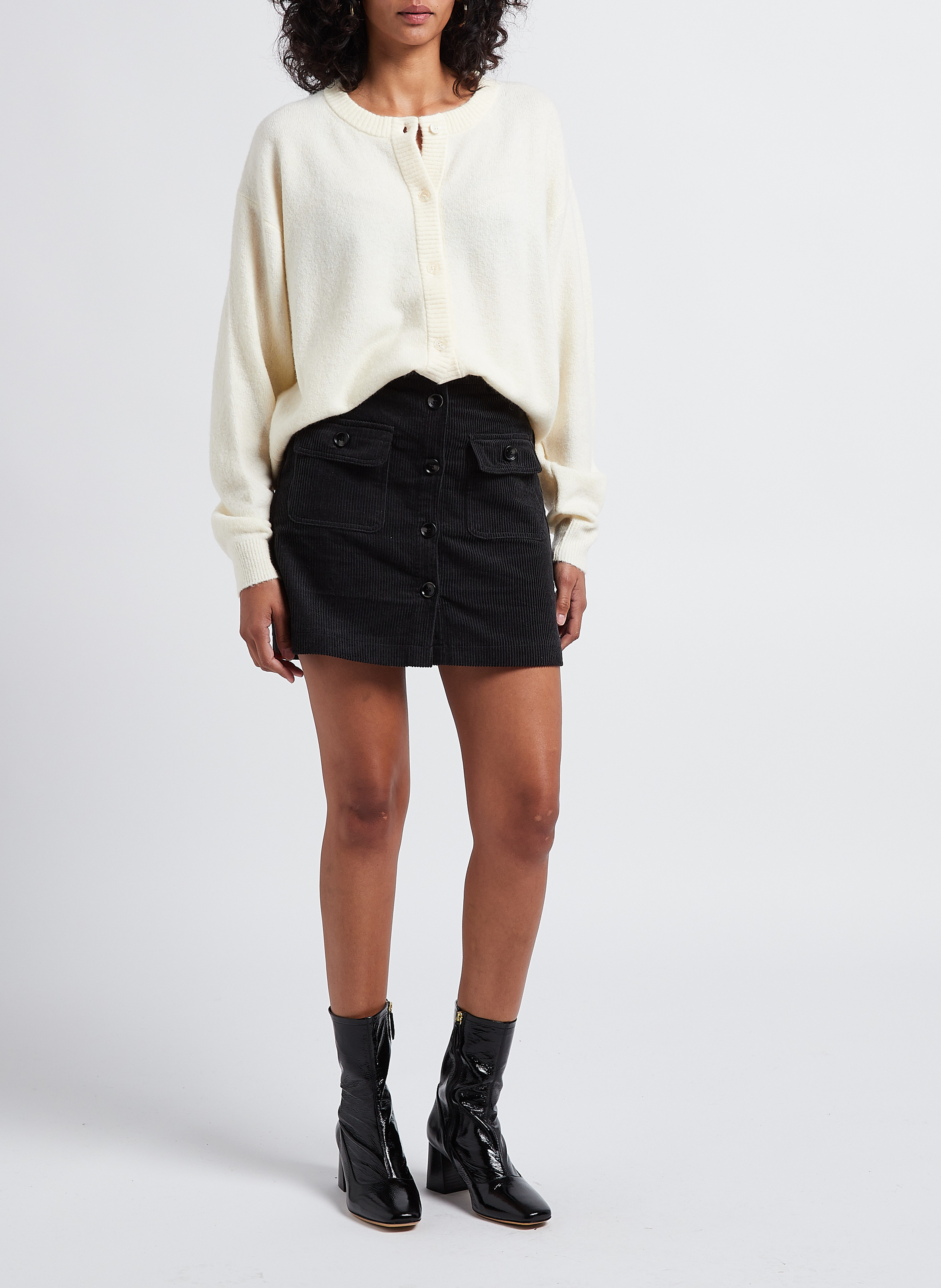 Gilet oversize col rond boutonné damsville AMERICAN VINTAGE Beige