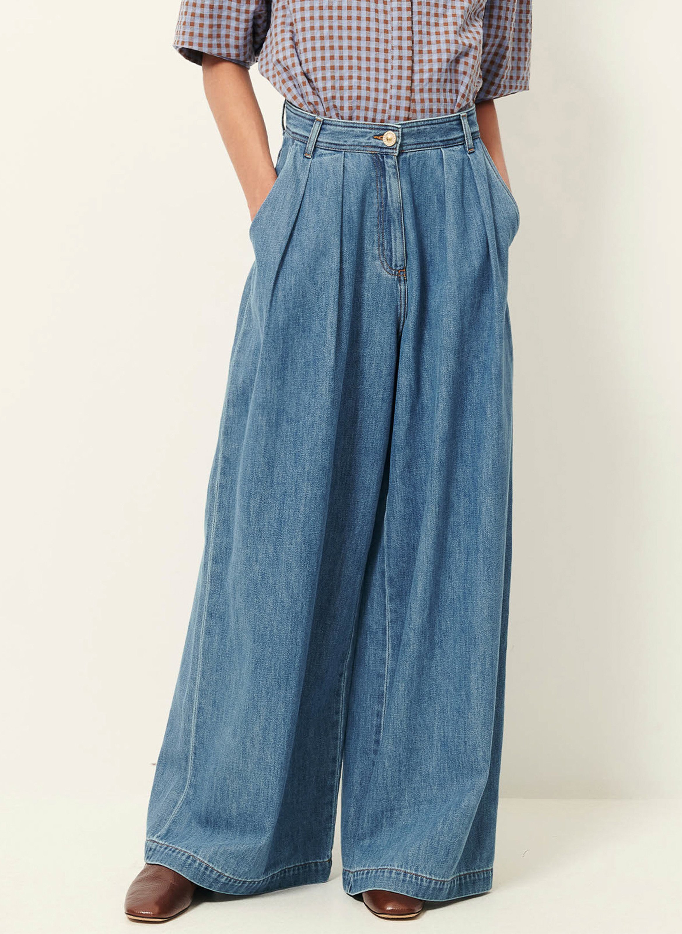 Jean large taille haute en coton diegui SESSUN Bleu