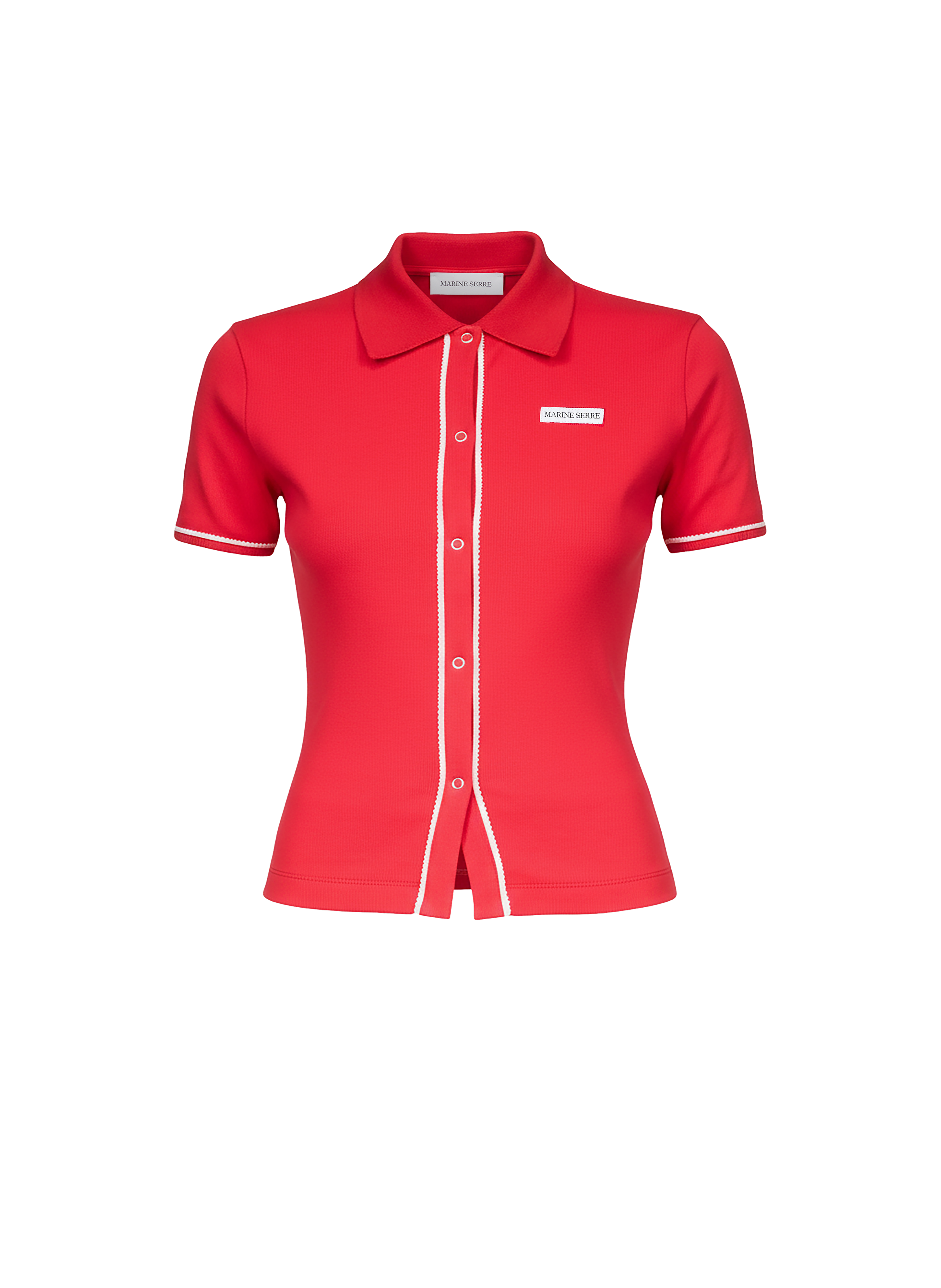 Light ribbed jersey polo t-shirt organic cotton MARINE SERRE Red