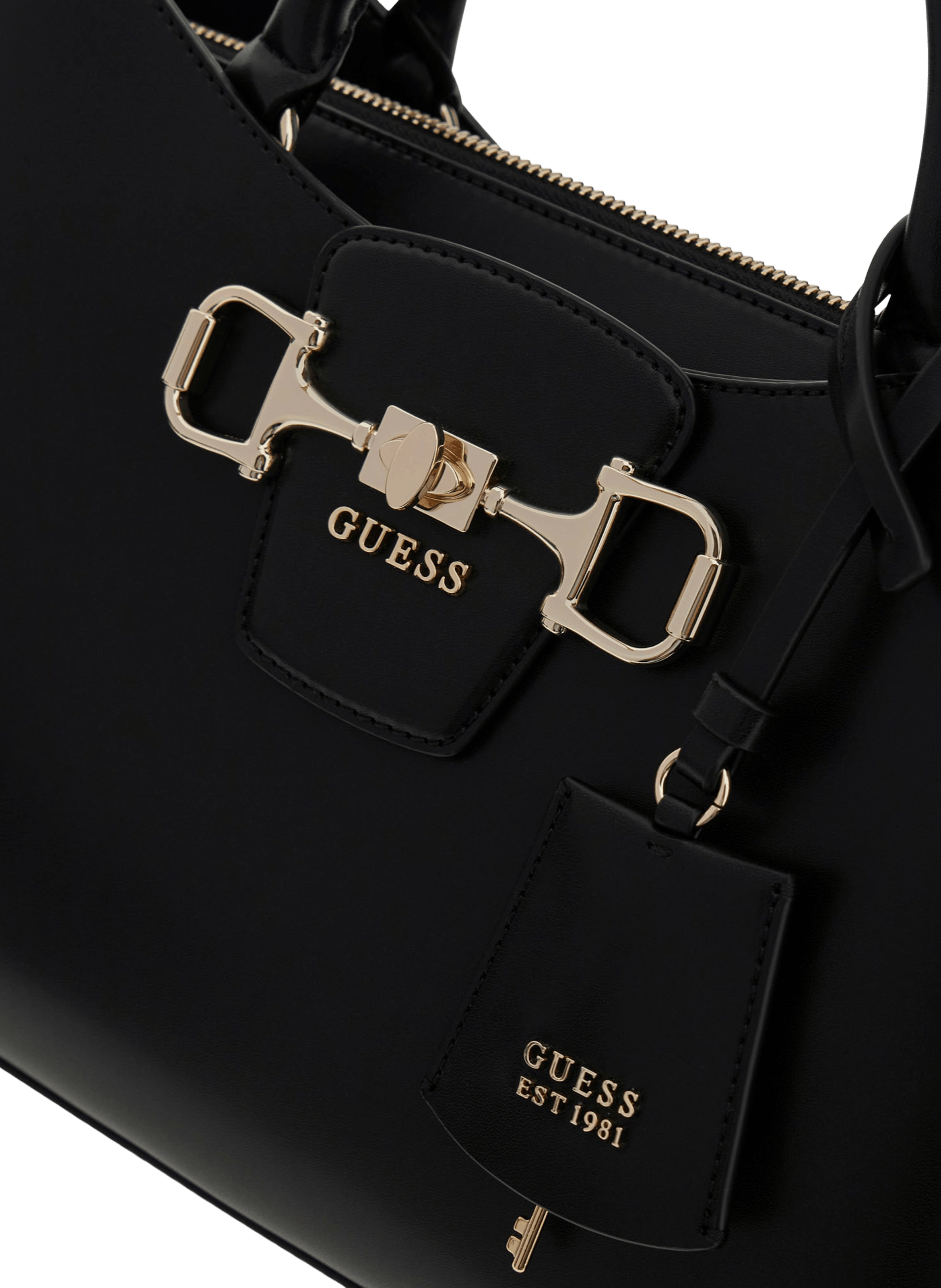 Borsa a mano con tracolla removibile GUESS Nero