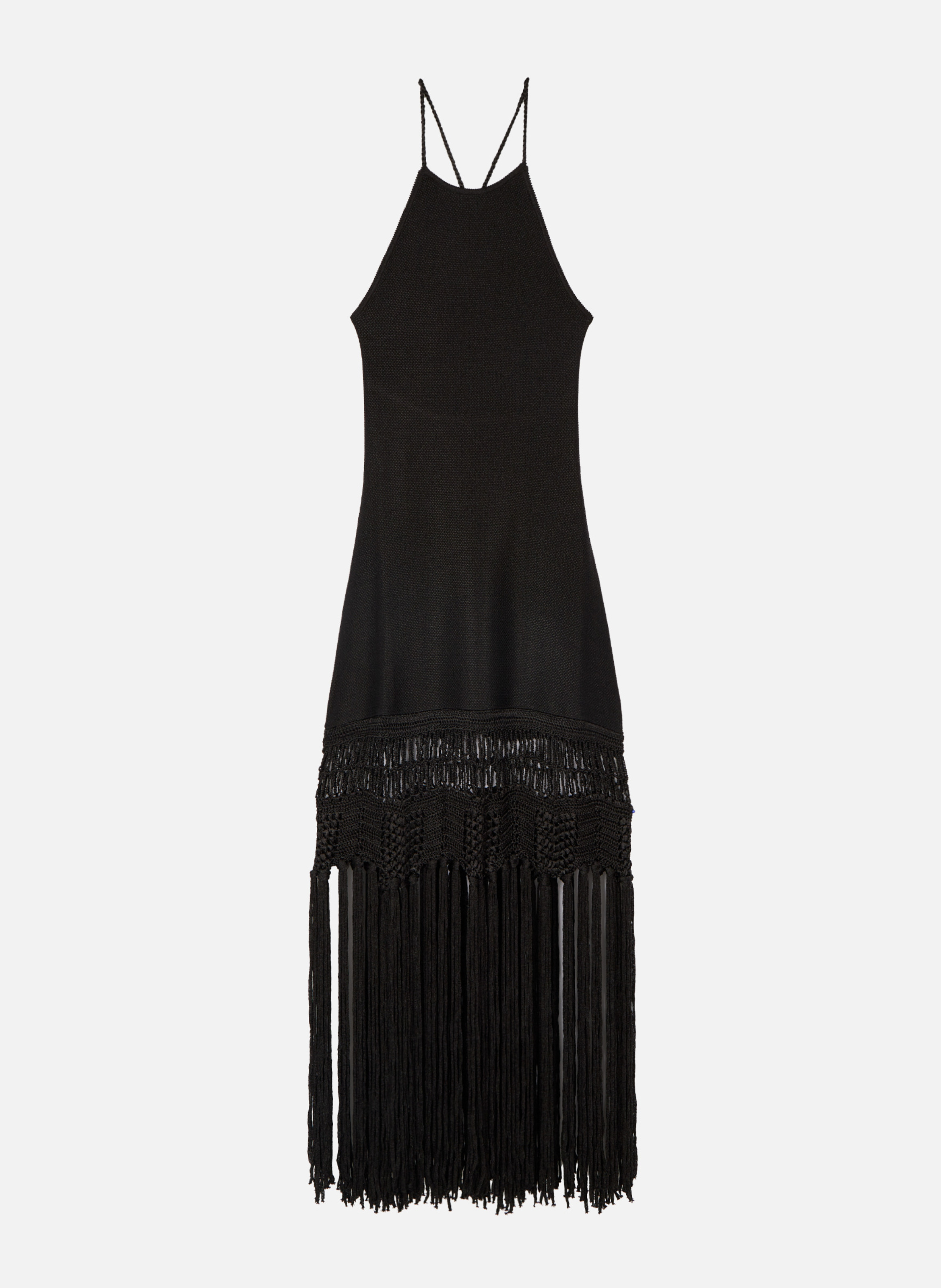 Robe longue dos nu avec franges en maille THE KOOPLES Noir