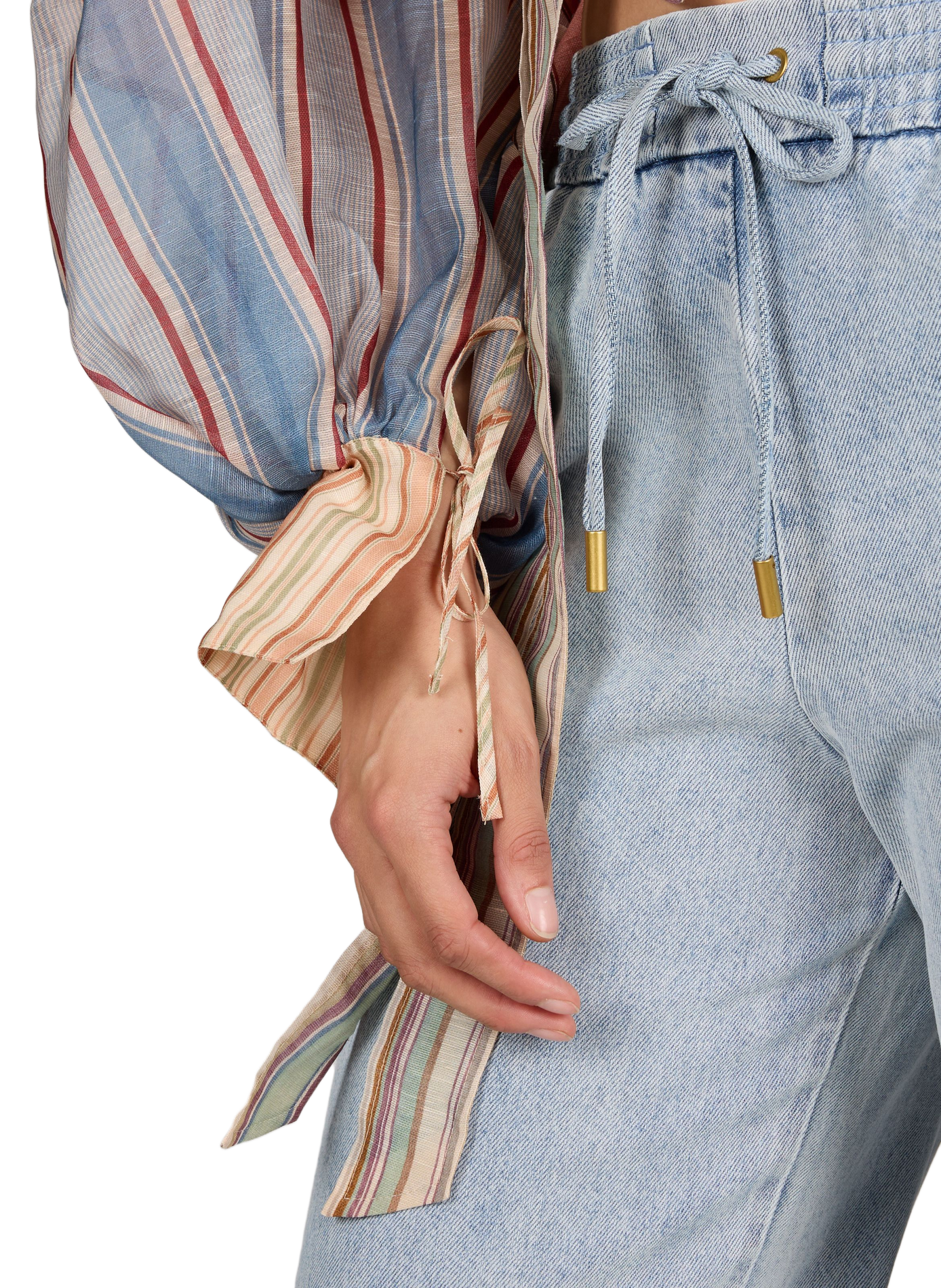 Short striped linen and silk blouse ZIMMERMANN Multicolour