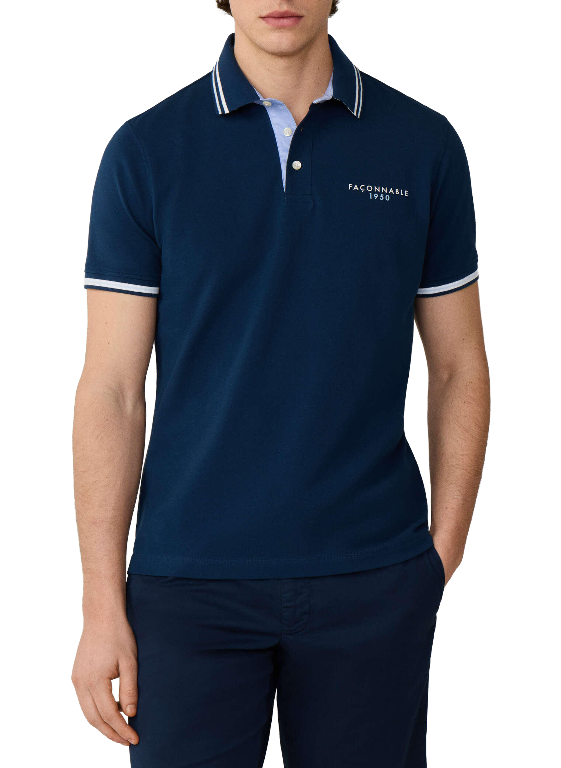 Polo à manches courtes en coton FACONNABLE Bleu