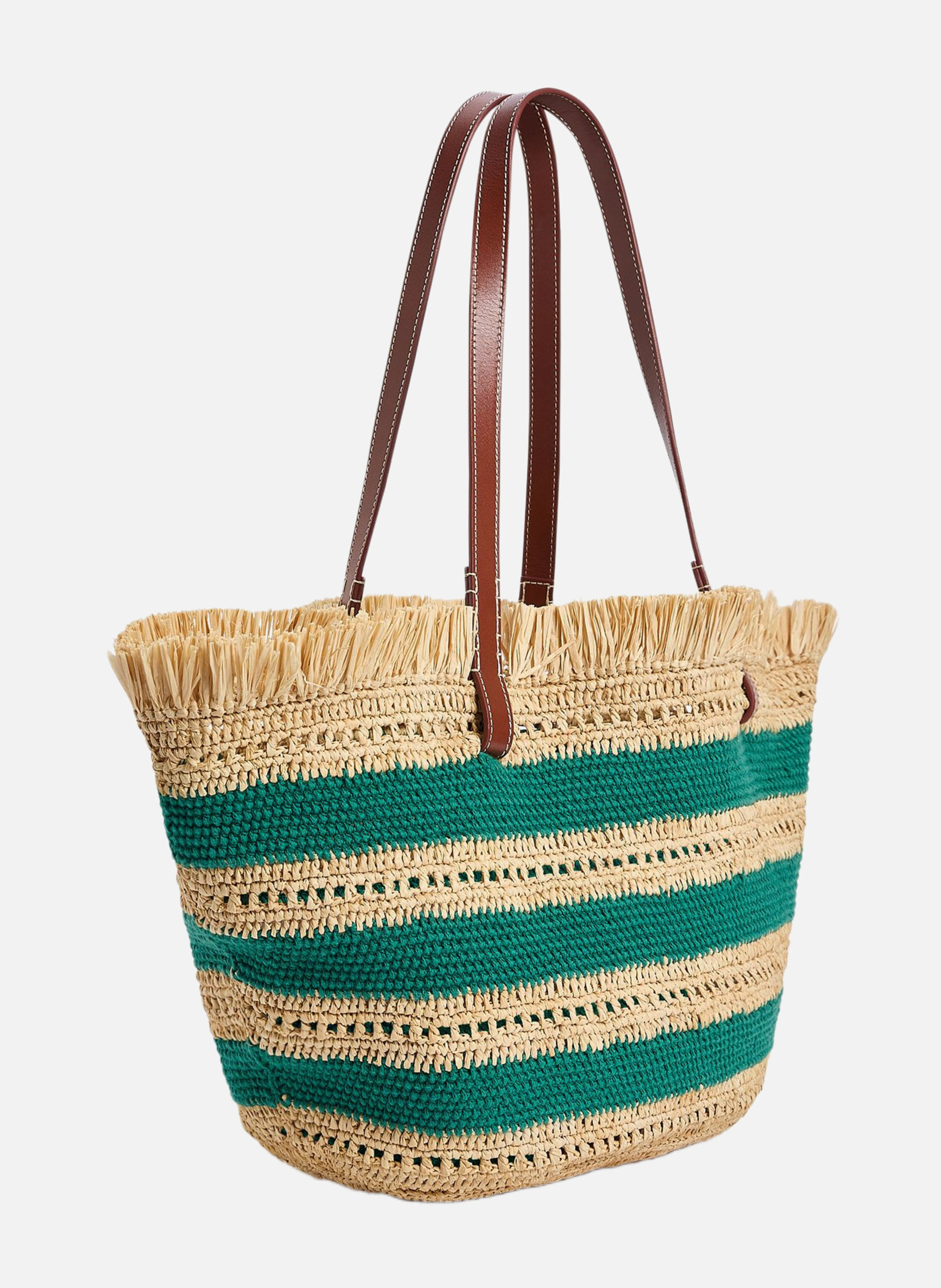Panier en raphia et coton VANESSA BRUNO Vert
