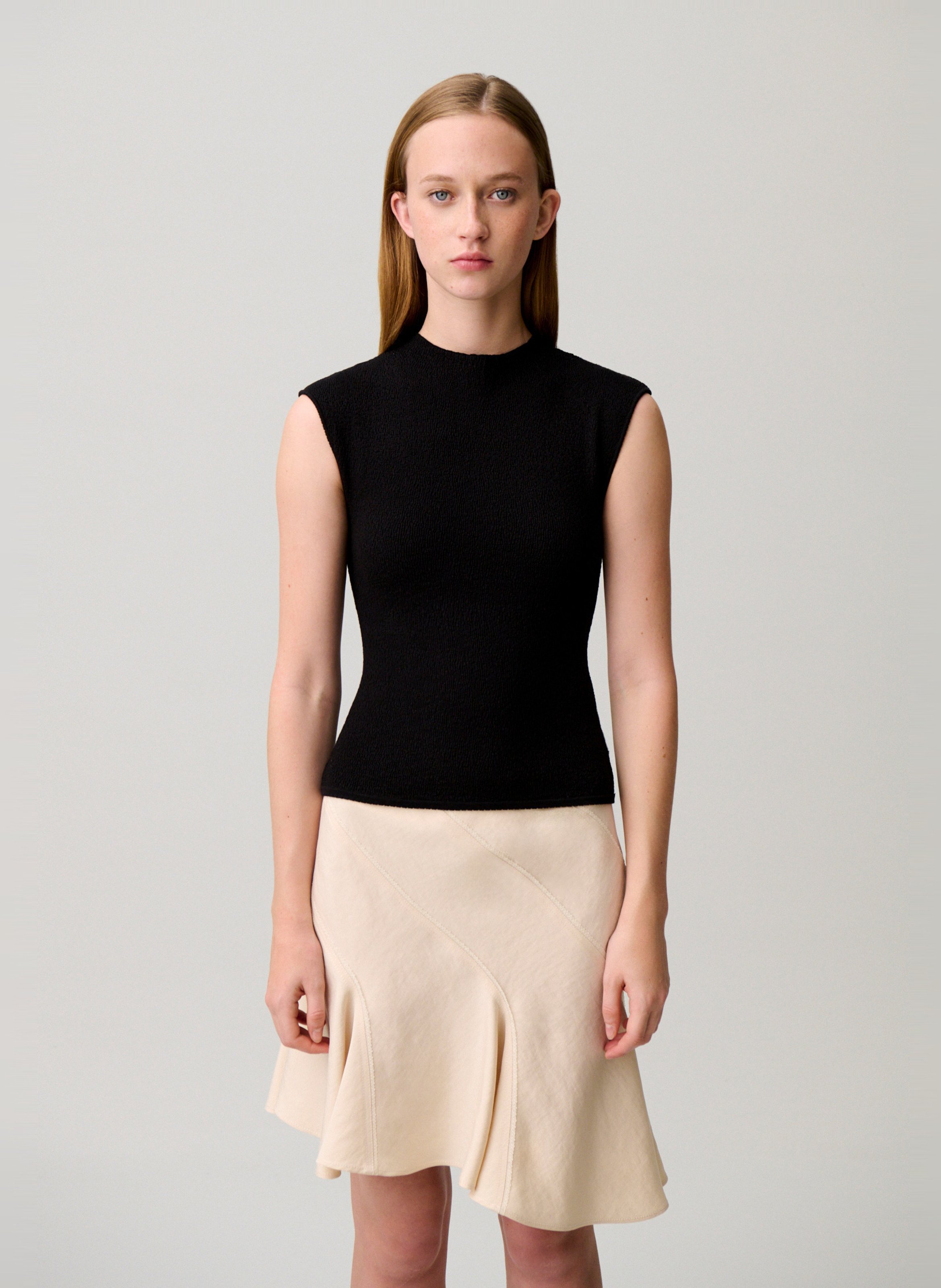 Pull ajusté sans manches uni CLAUDIE PIERLOT Noir