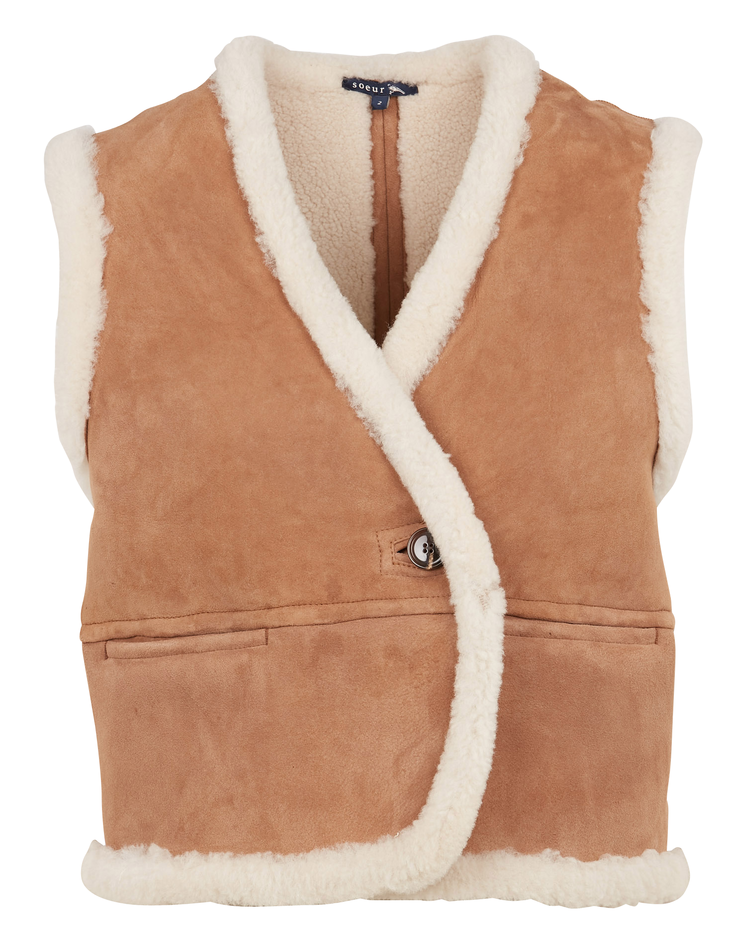 Veste sans manche en peau lainée pyrenees SOEUR Beige