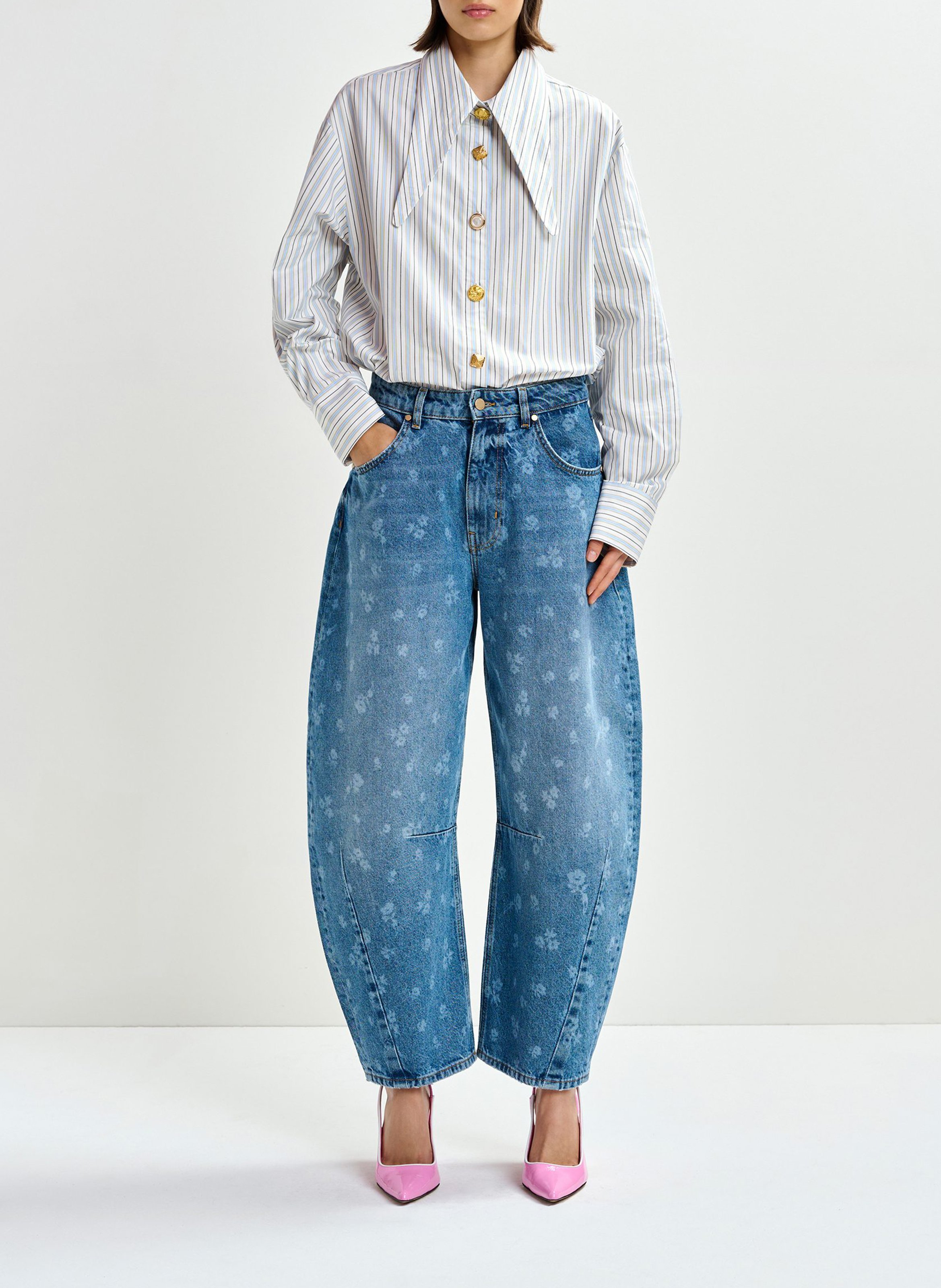 Jean ballon en coton jo1 ESSENTIEL ANTWERP Bleu