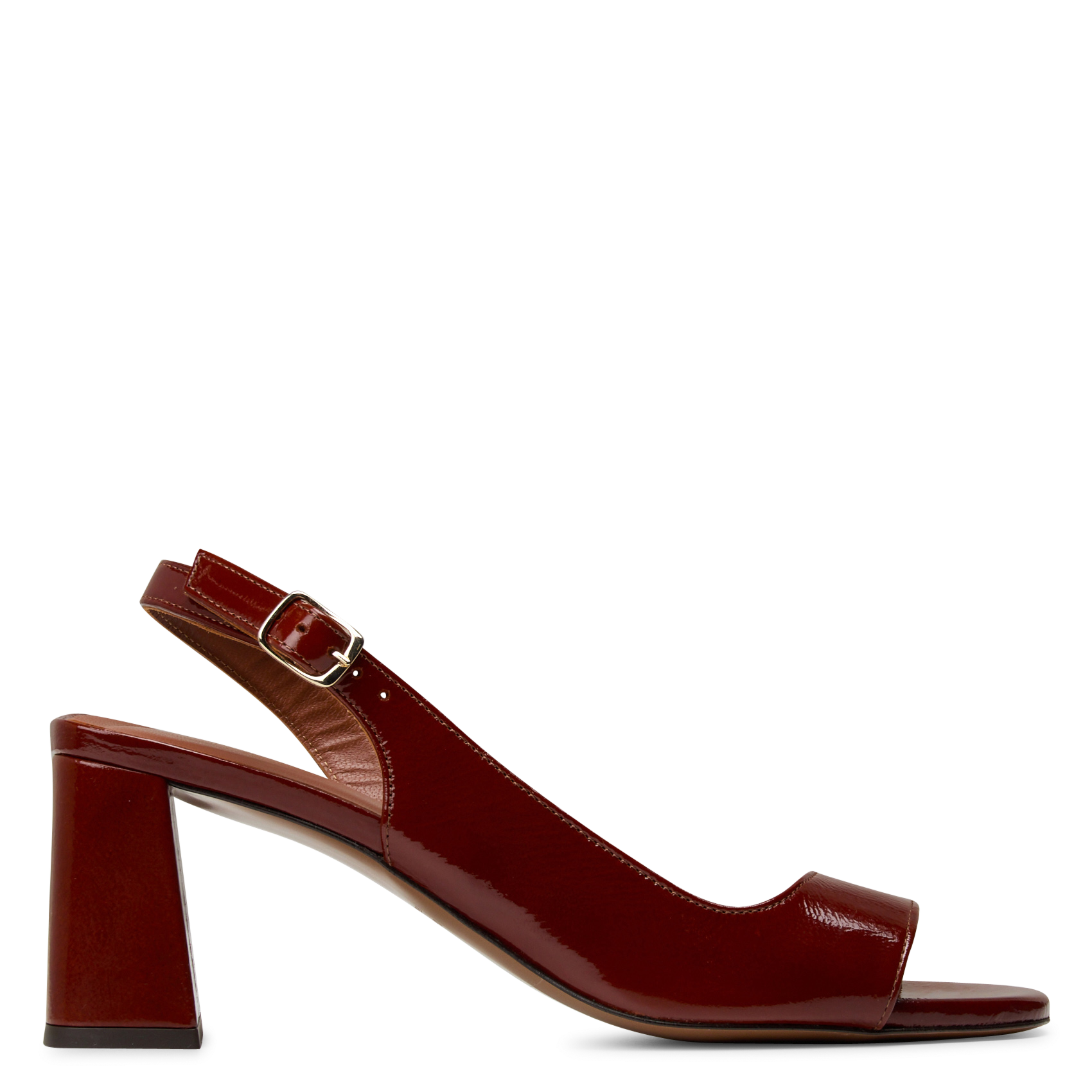 Sandales à talon en cuir vernis n°674 RIVECOUR Marron
