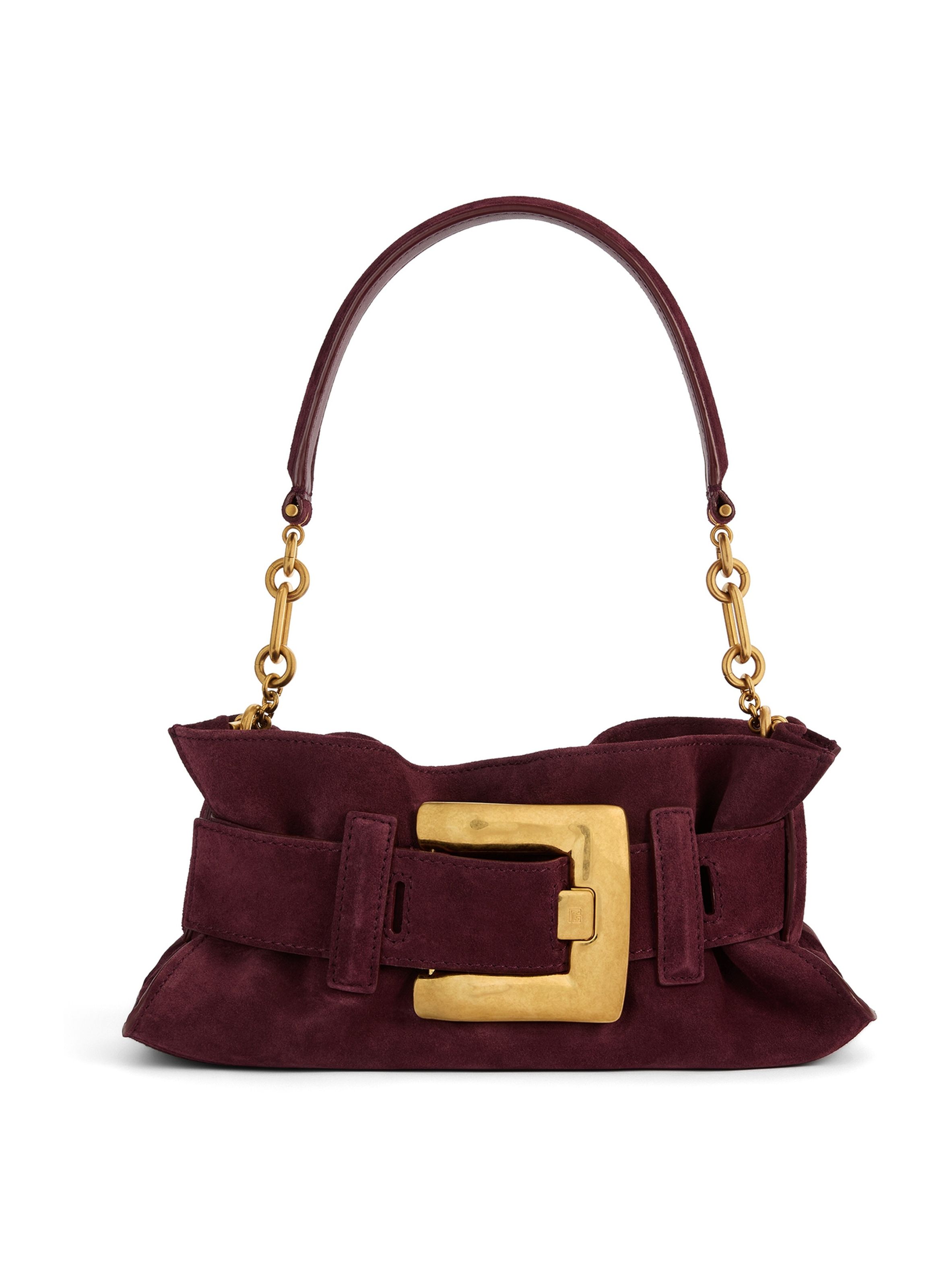 Sac anthem mini en cuir suédé BALMAIN Rouge